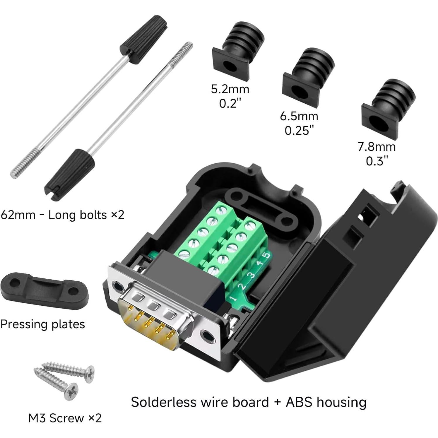 Conector DB9 Hembra RS232 YIOVVOM 5 PCS Adaptador Sin Soldadura