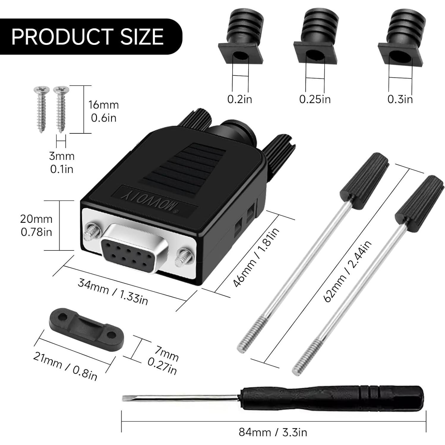 Conector DB9 Hembra RS232 YIOVVOM 5 PCS Adaptador Sin Soldadura