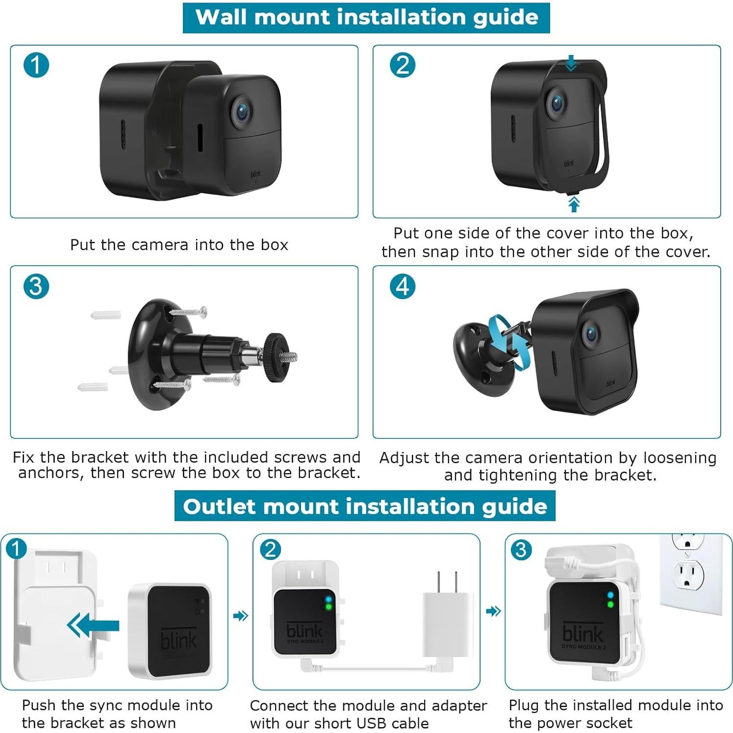 Soporte de Pared para Cámara Exterior Blink 4 y 4ta Gen - 5 Piezas