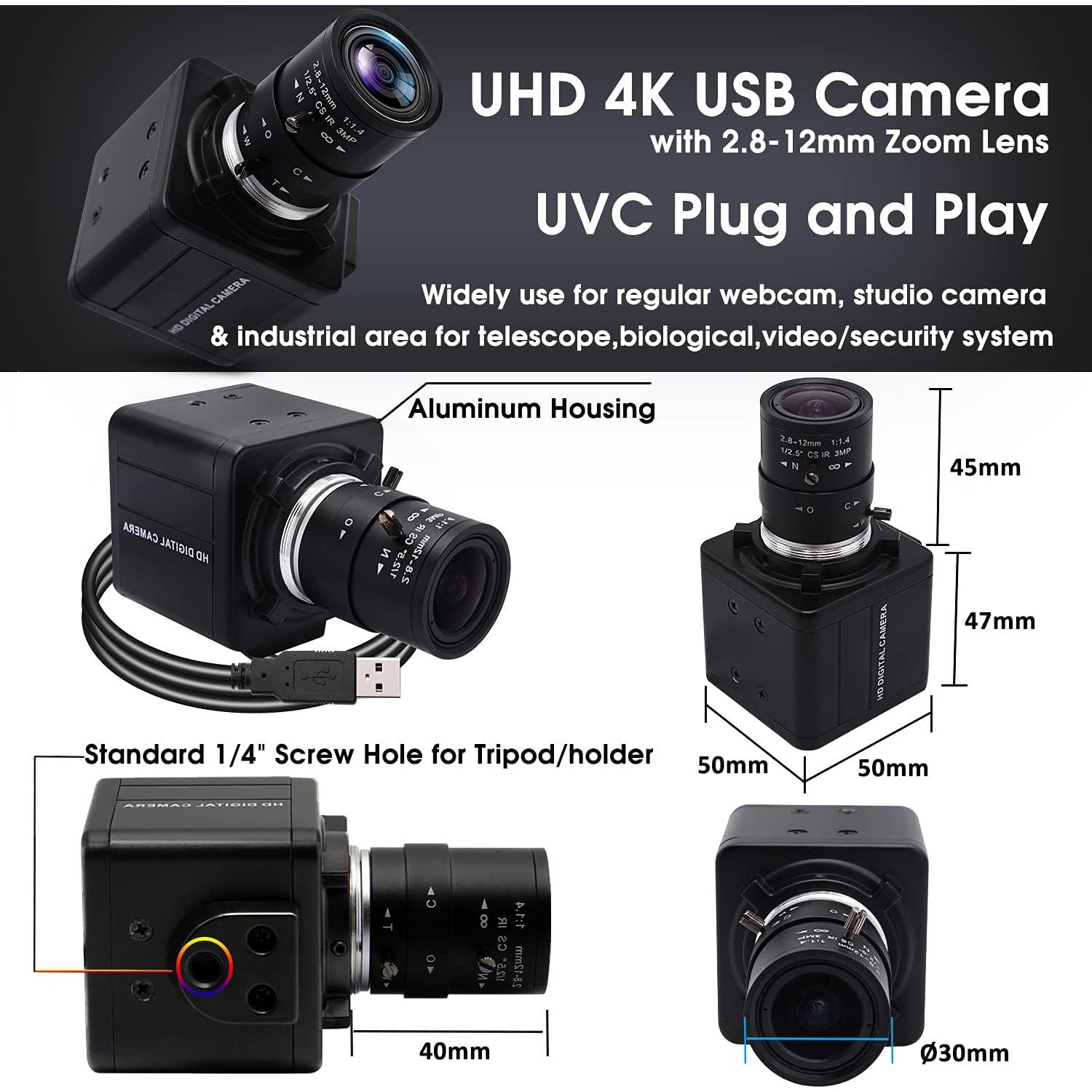 Webcam 4K Ultra HD SVPRO con Zoom Óptico 5X y Sensor Sony IMX317