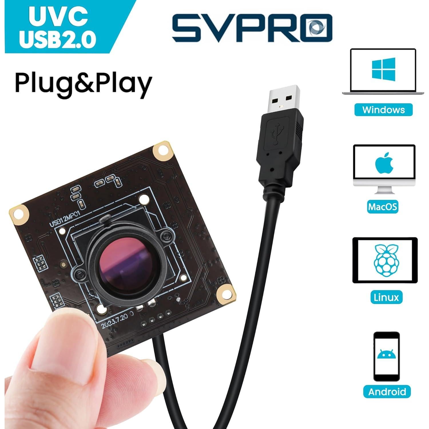 Cámara USB SVPRO 12MP 1080P 120fps Lente M12 25mm Monitoreo