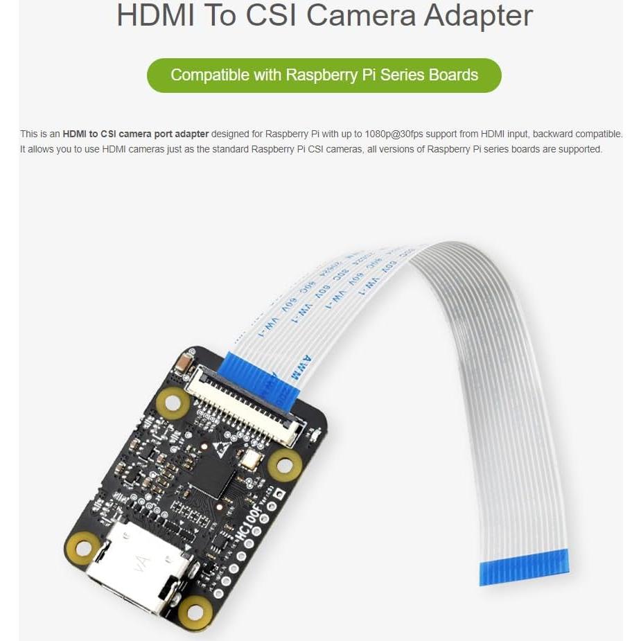 Adaptador HDMI a CSI Waveshare para Raspberry Pi 4B/3B+/3B
