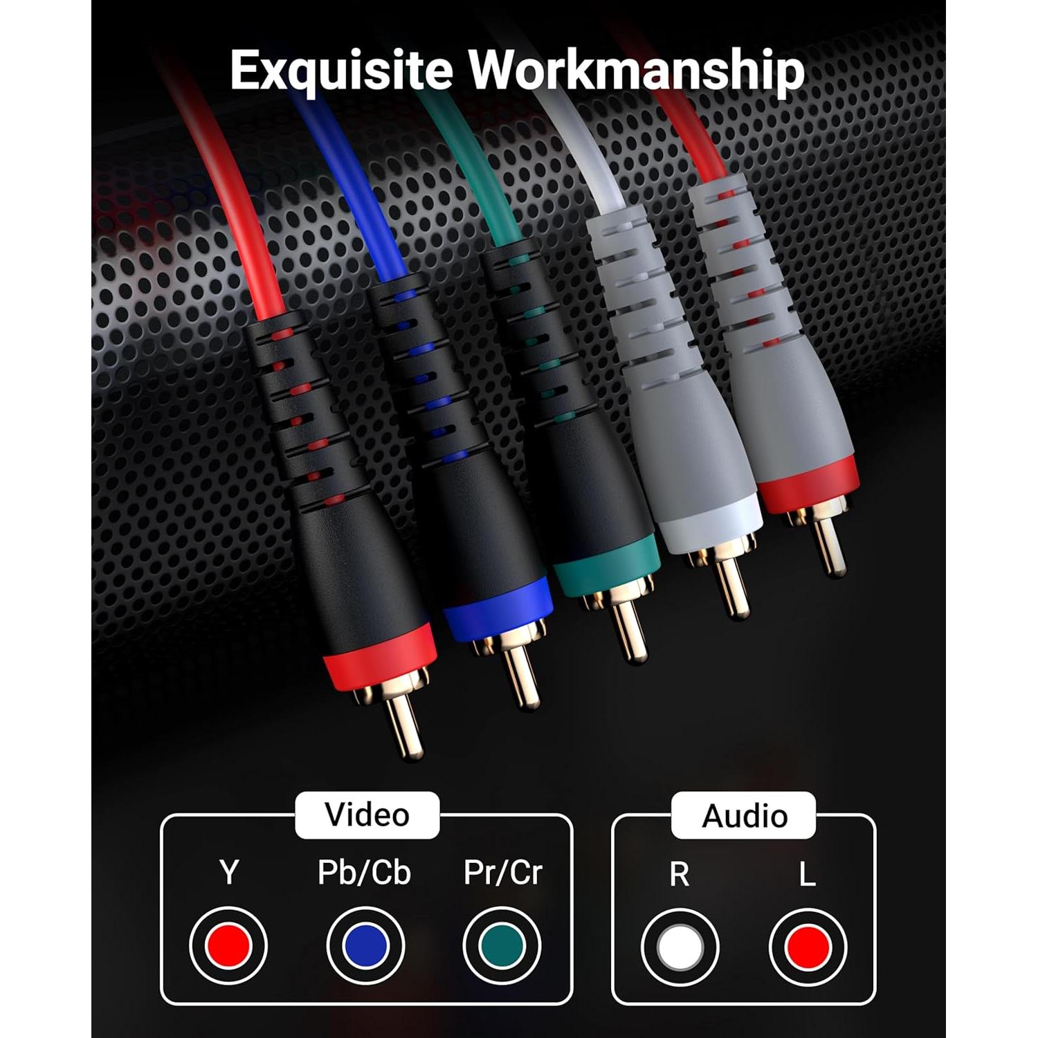 Cable de Video por Componentes BlueRigger 0.91m 5RCA con Audio