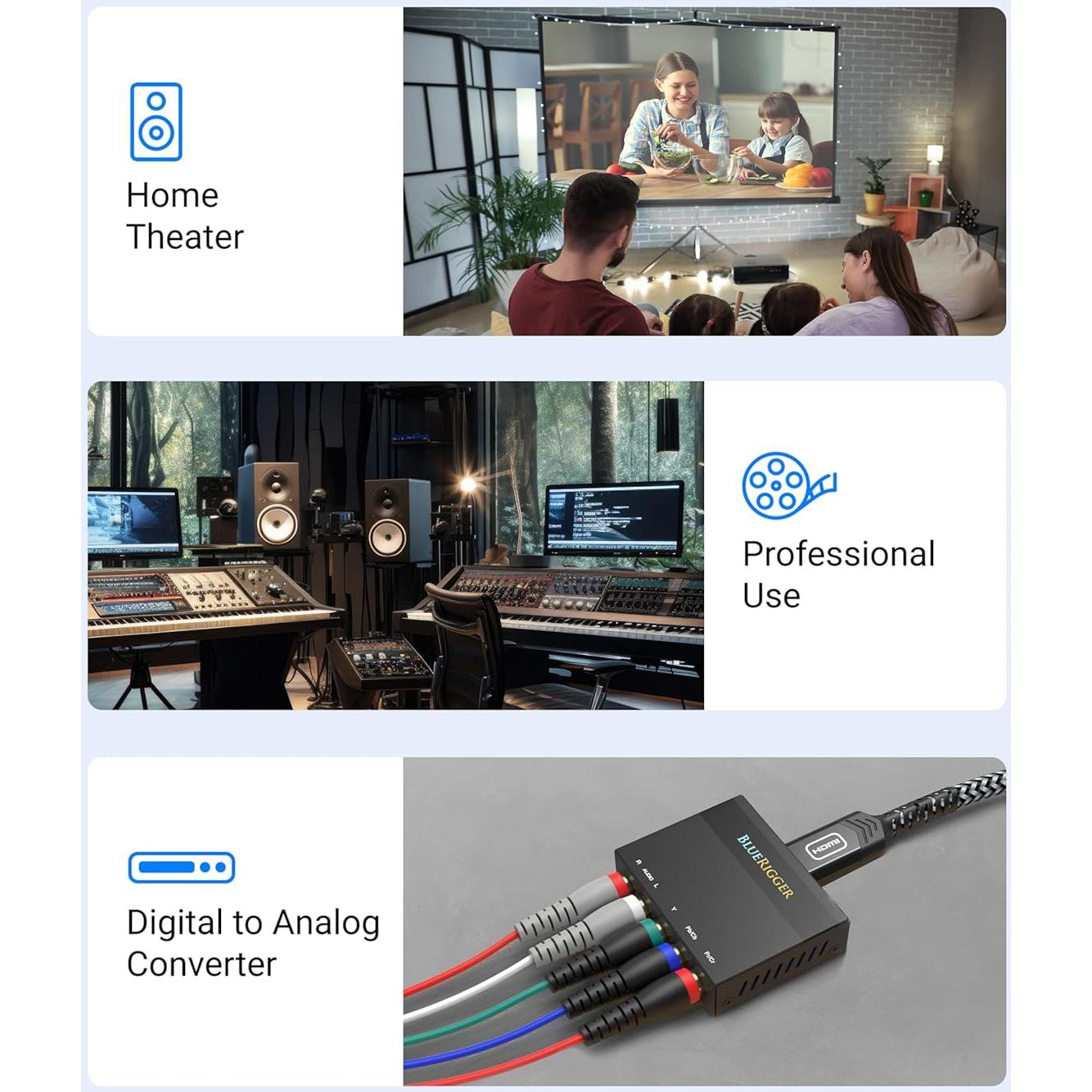 Cable de Video por Componentes BlueRigger 0.91m 5RCA con Audio