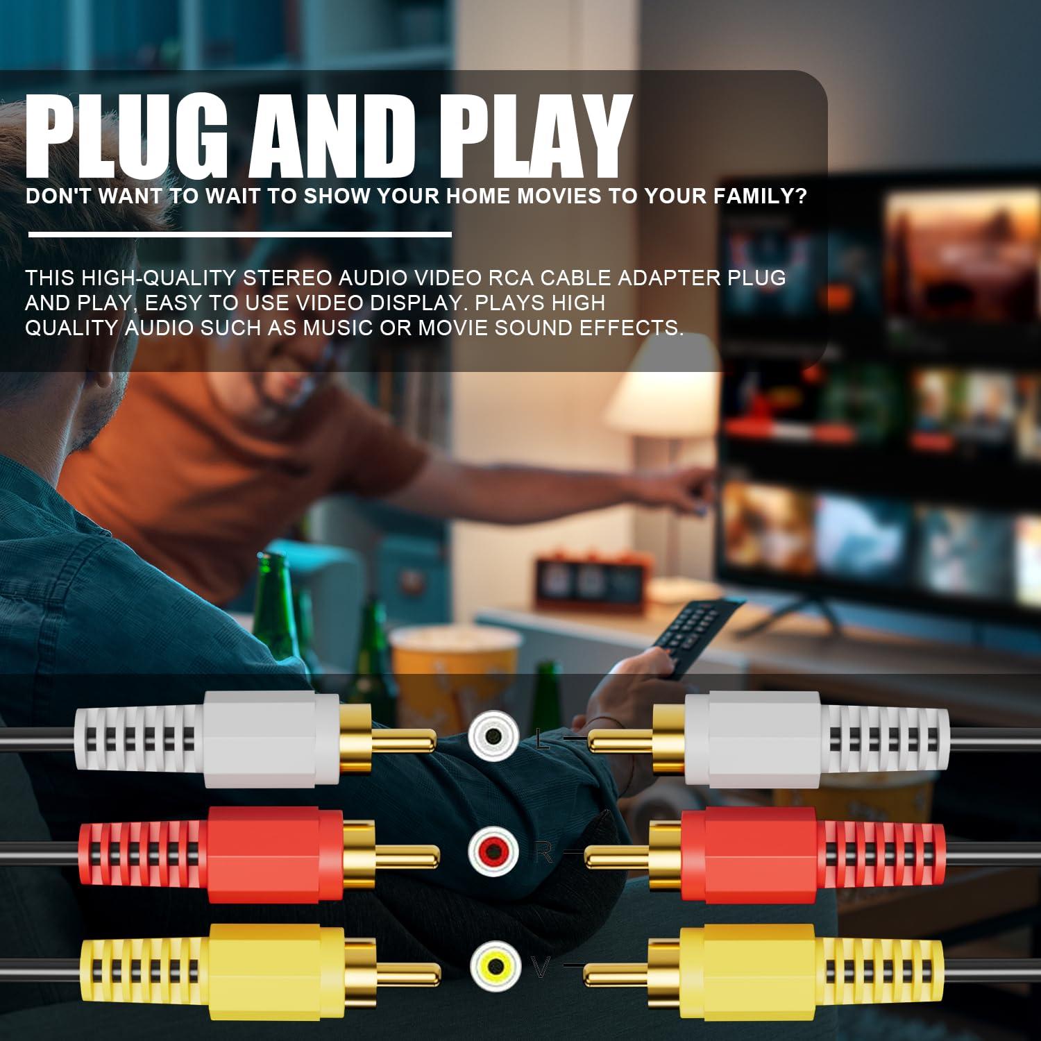 Cable RCA de Audio y Video Eanetf 1.52m Macho a Macho