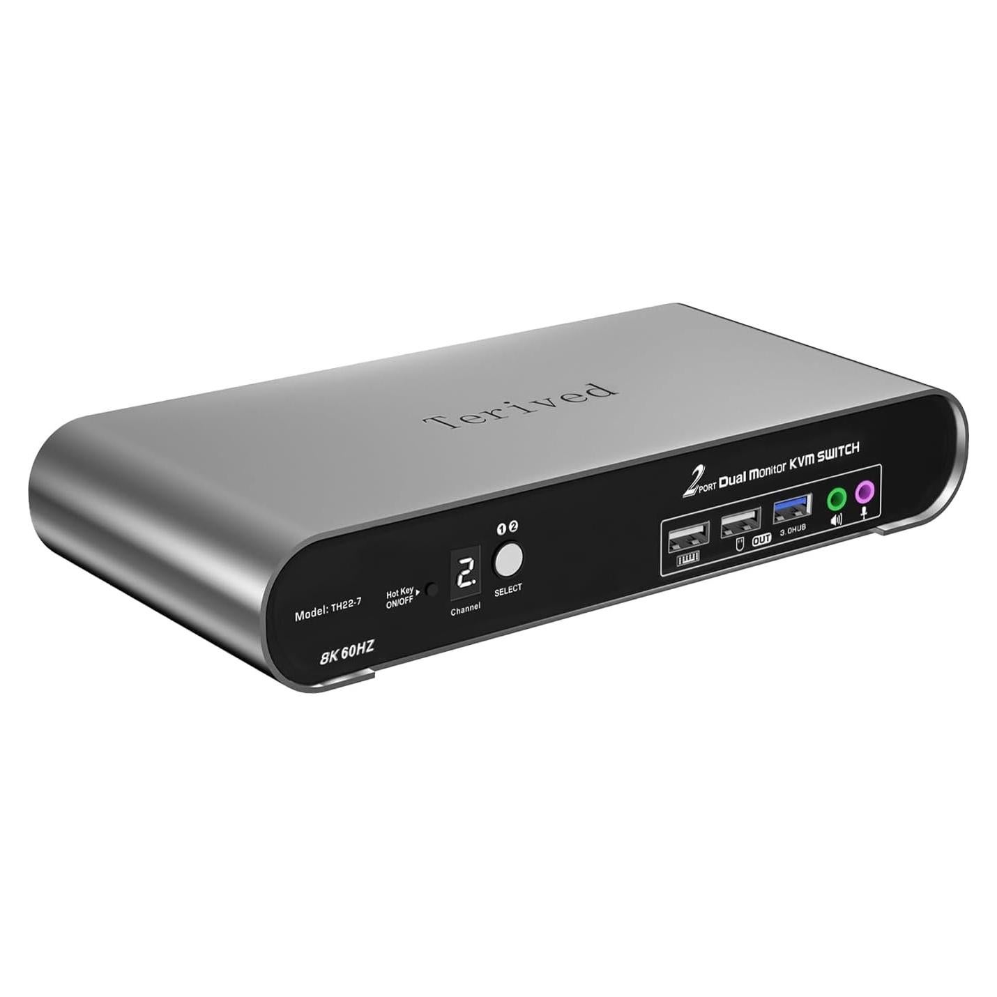 Interruptor KVM Terived 2 PCs 2 Monitores HDMI 8K 60Hz