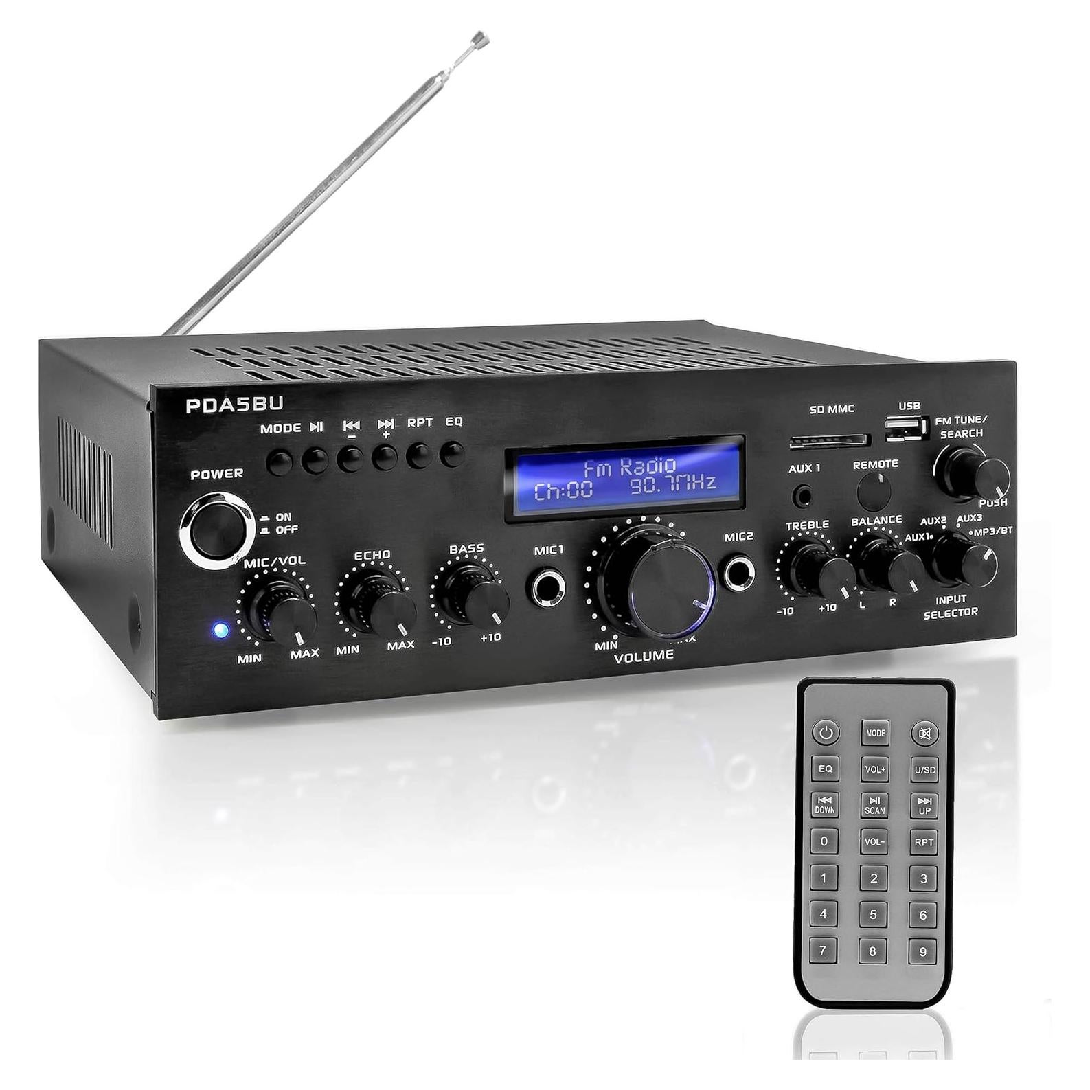 Amplificador Estéreo Bluetooth Pyle PDA5BU.5 200W USB AUX FM