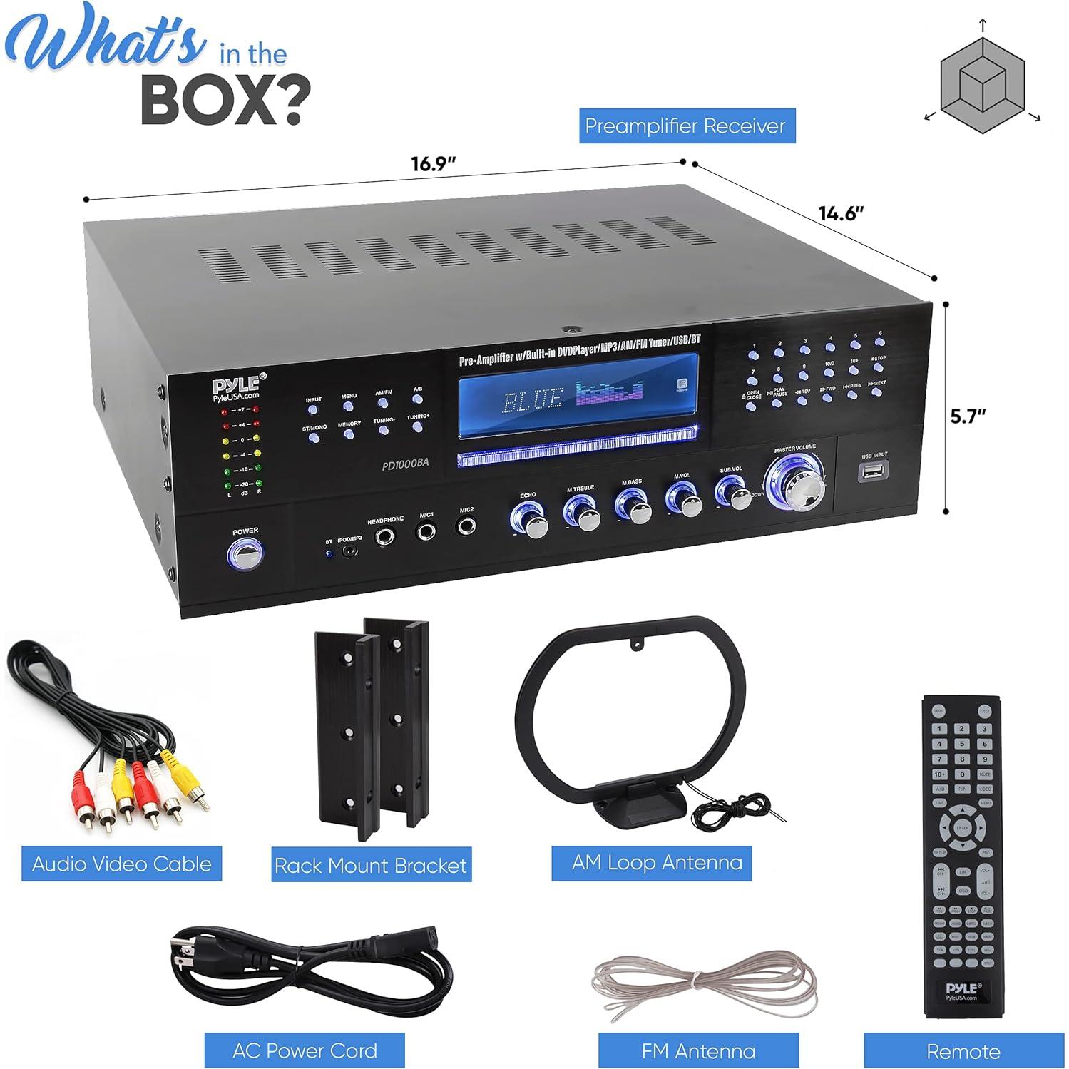 Amplificador de Potencia Pyle PD1000BA 1000W 4 Canales Bluetooth