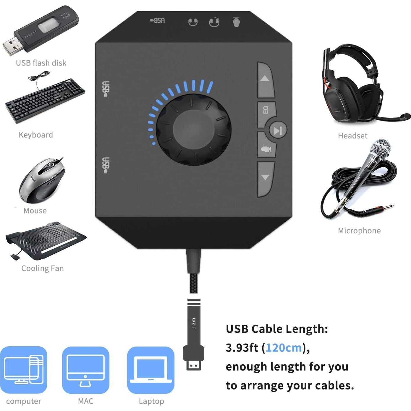 Hub USB Tendak con Adaptador de Audio y 3 Puertos 3.5mm