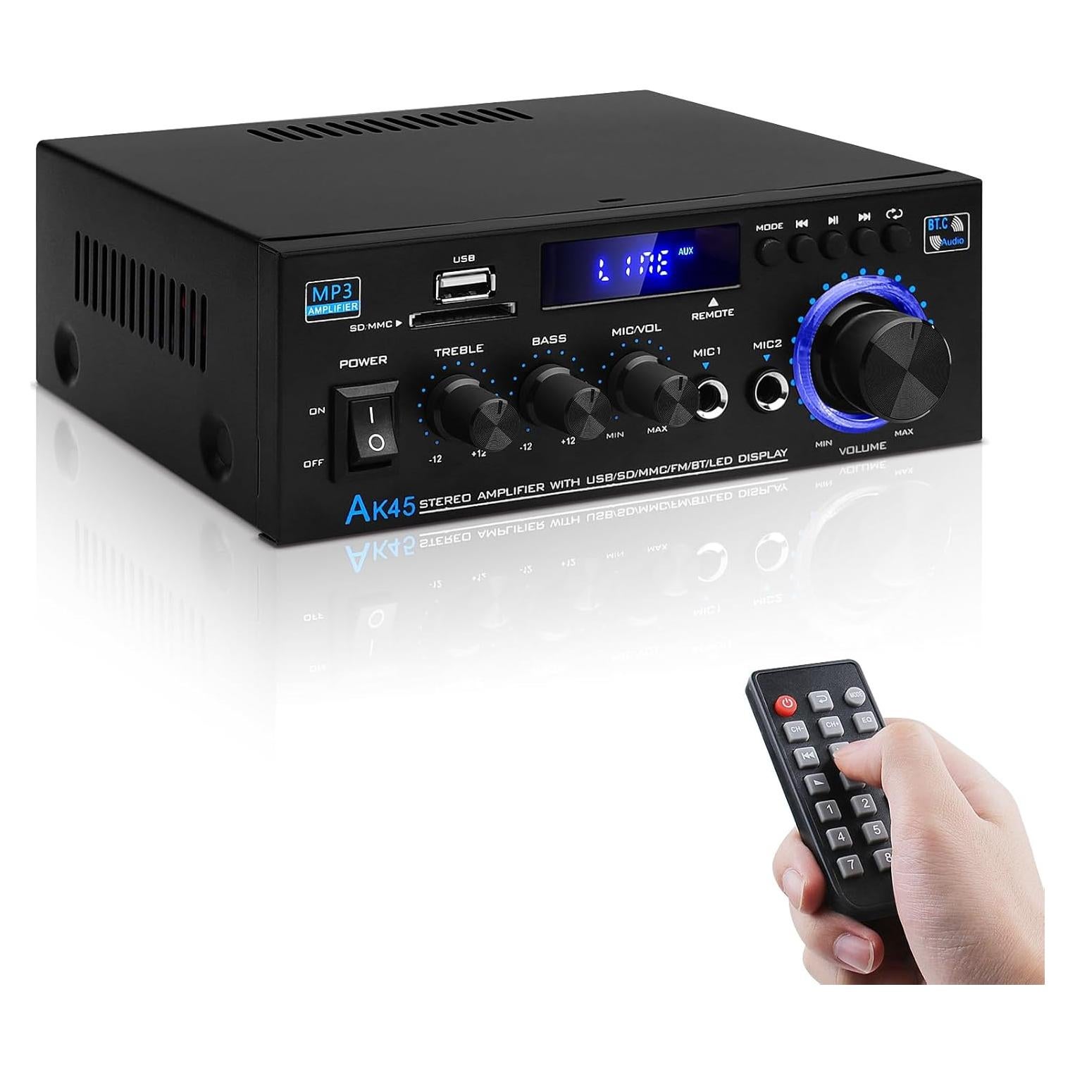 Amplificador de Audio AK45 Bluetooth 5.0 40W x 2 HiFi Estéreo