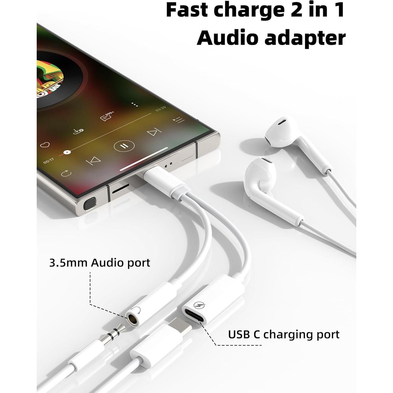Adaptador USB C a 3.5mm 2 en 1 Zoyuzan - Audio y Carga