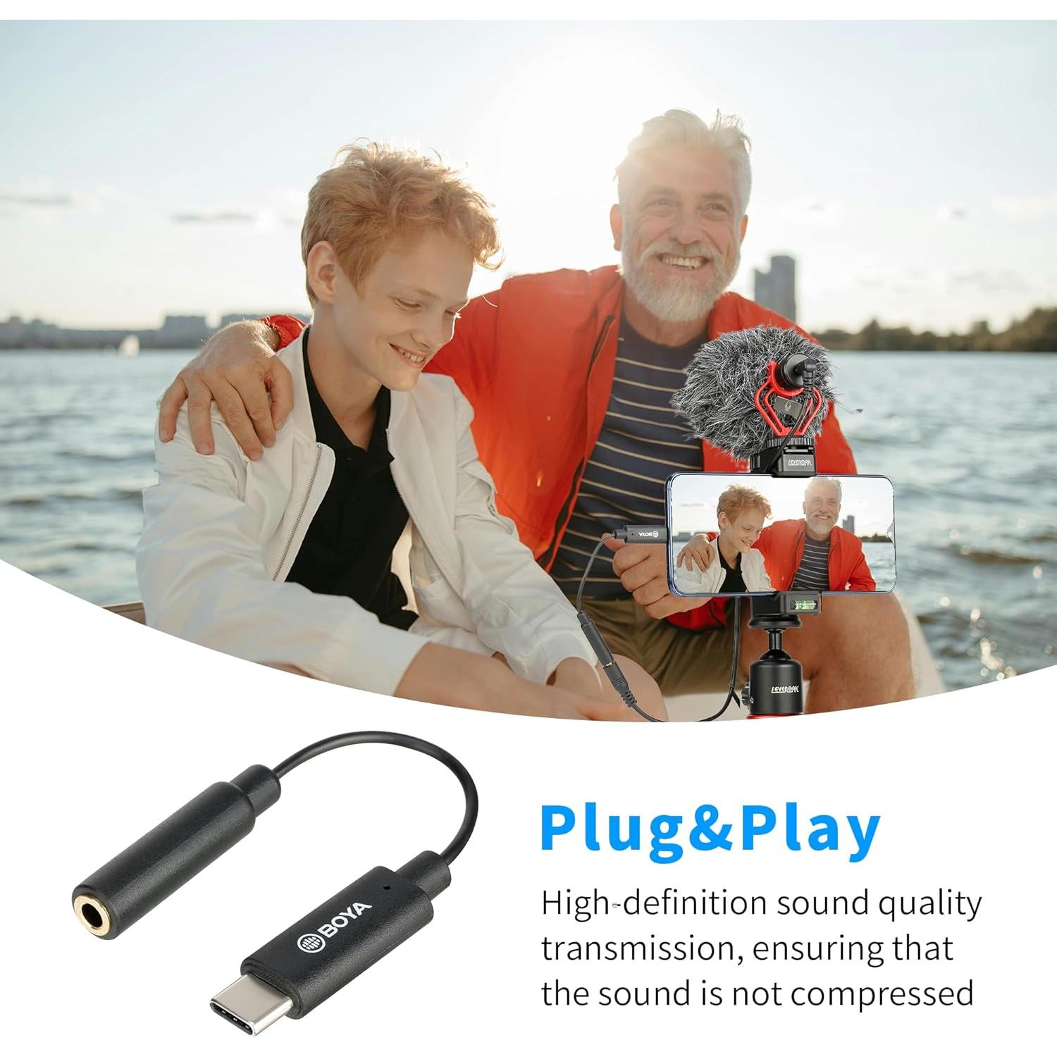 Adaptador USB-C Macho a Hembra TRS 3.5mm BOYA BY-K4