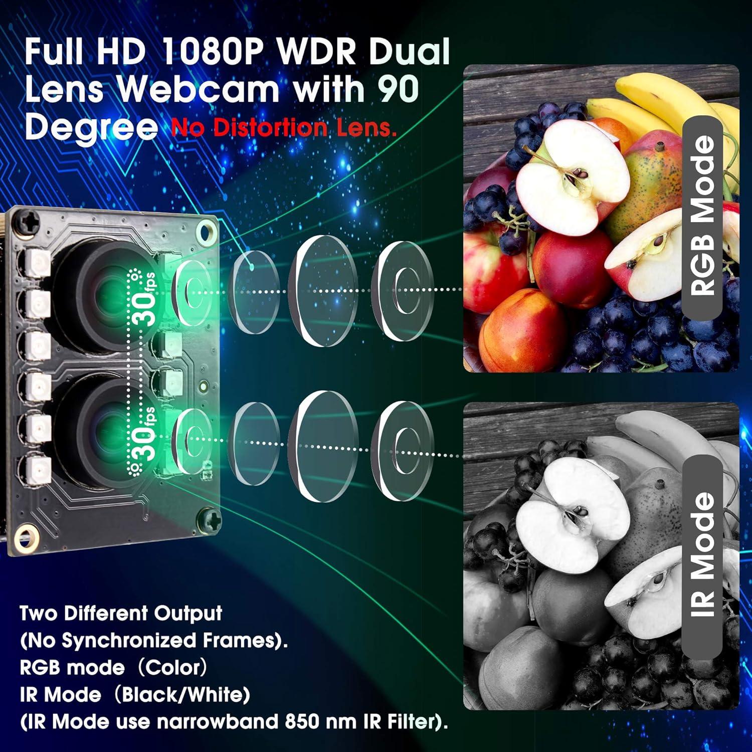 Cámara USB Estéreo 3D Hotpet 1080P Doble Lente IR 2MP