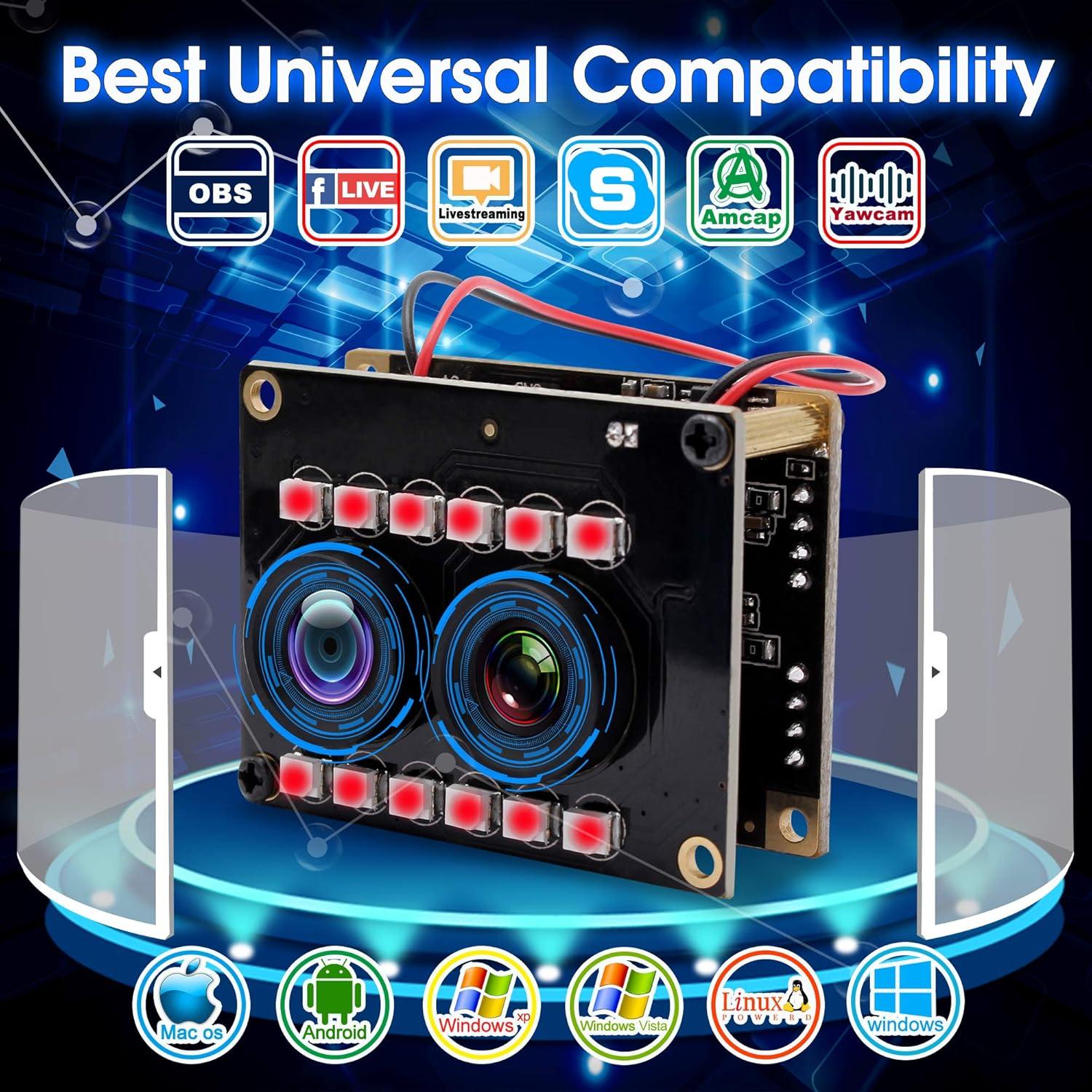 Cámara USB Estéreo 3D Hotpet 1080P Doble Lente IR 2MP