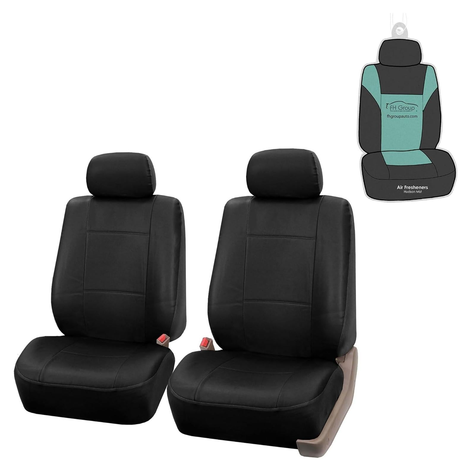 Fundas de Asiento de Coche FH Group PU Cuero Negro Juego Frontal