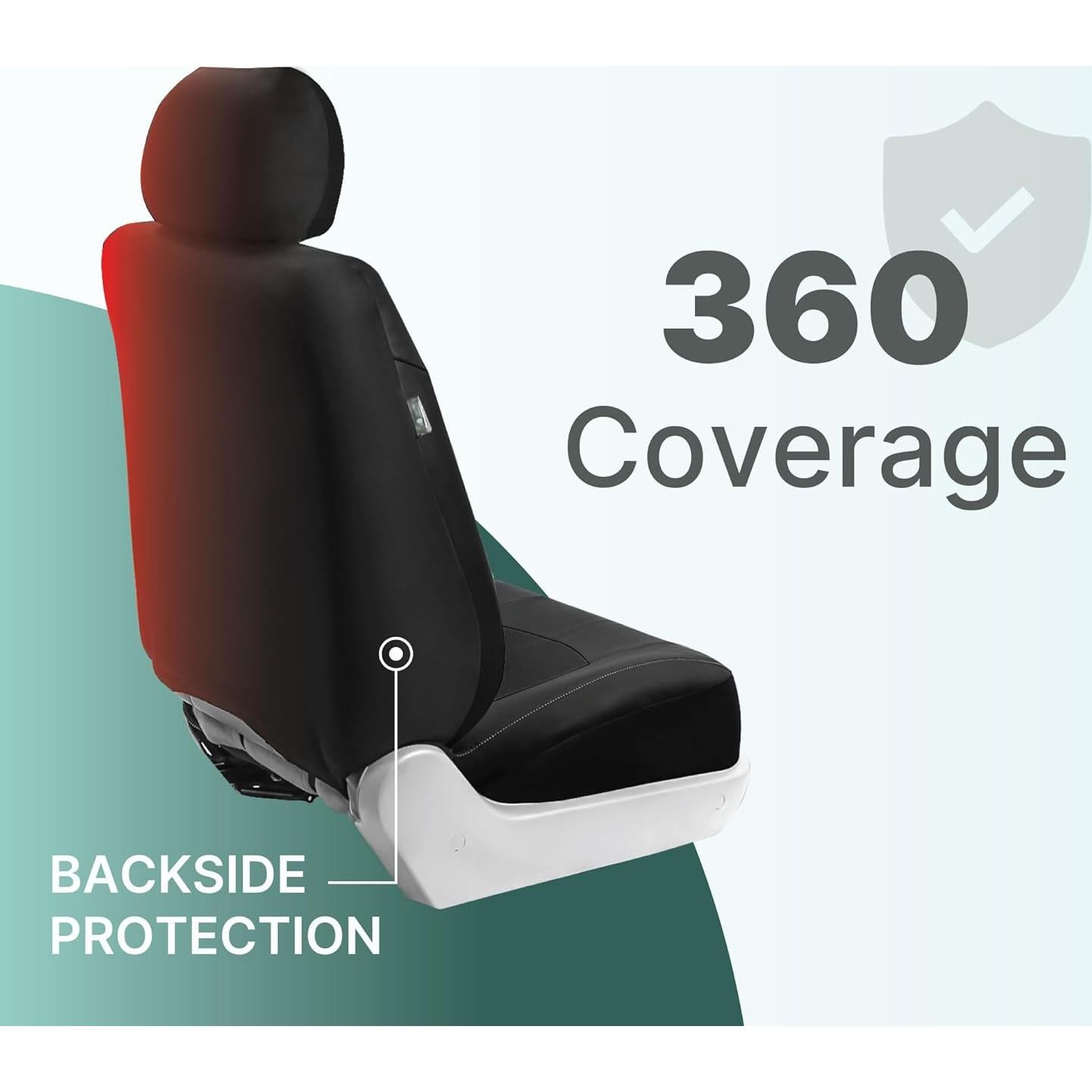 Fundas de Asiento de Coche FH Group PU Cuero Negro Juego Frontal