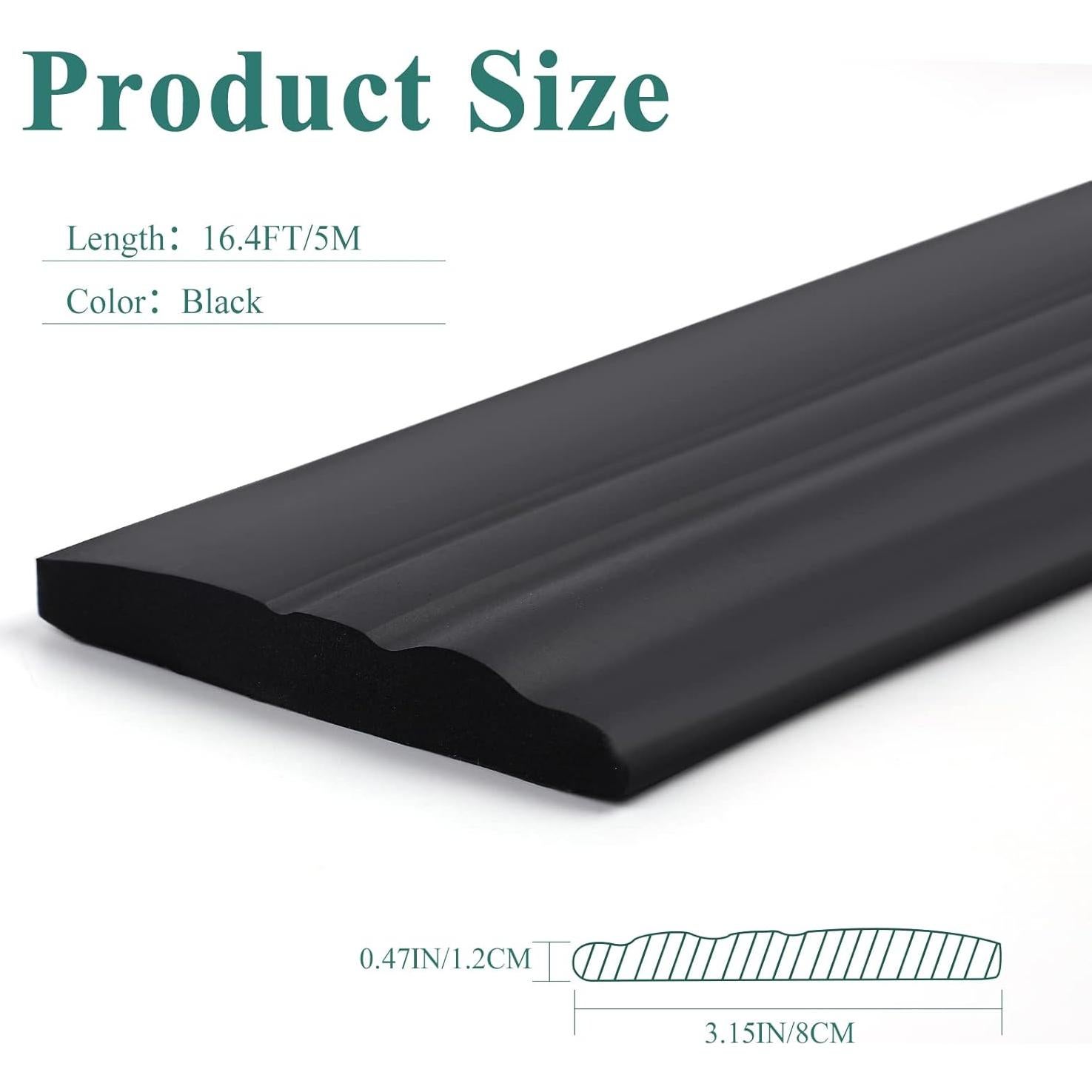 Moldura de Base Autoadhesiva Yefanxi 5.0M Negra 8.0CM