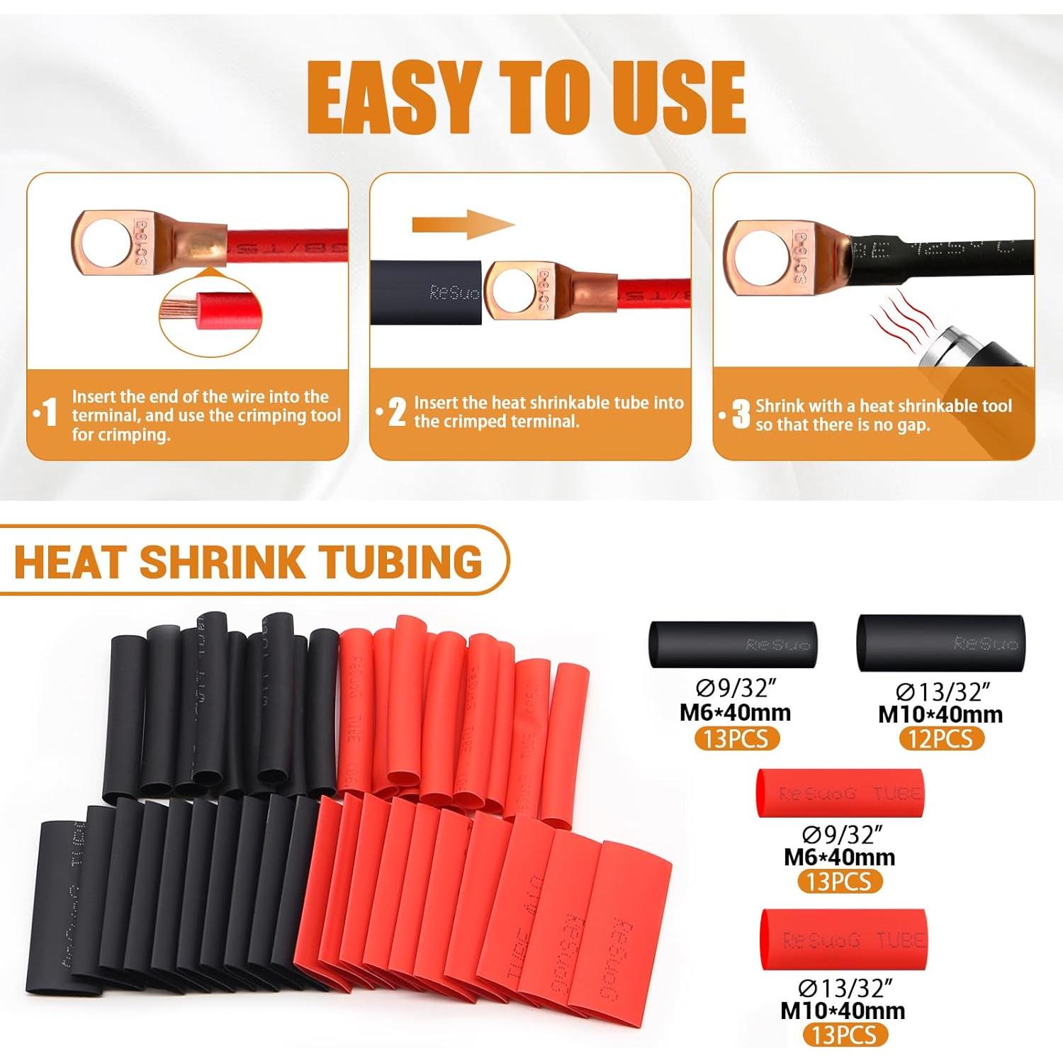 Kit 110 Terminales de Cable de Cobre Mankk AWG 2-16 con Tubos