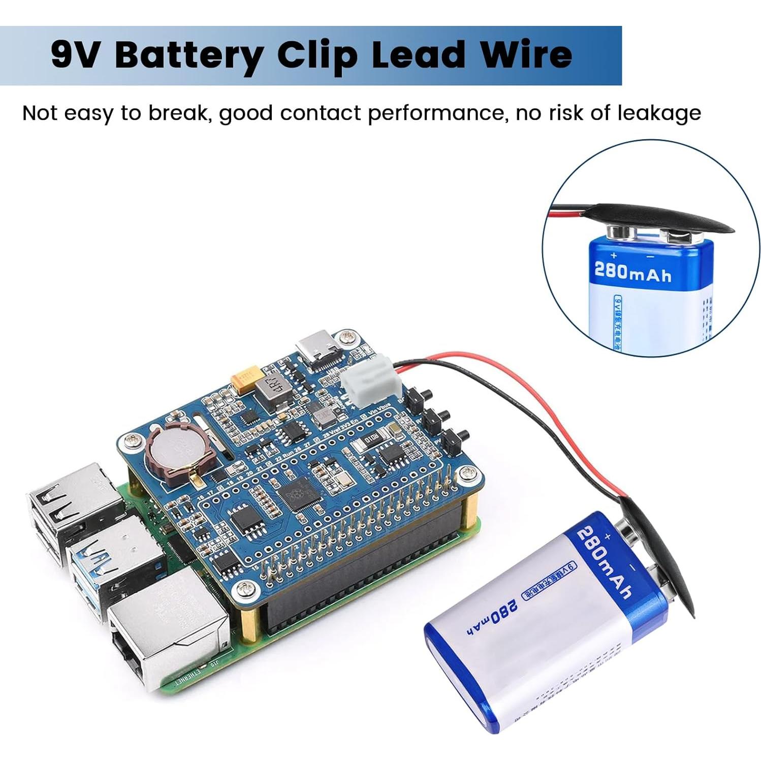 Paquete de 3 Clips de Batería 9V SDTC Tech con Conector PH2.0