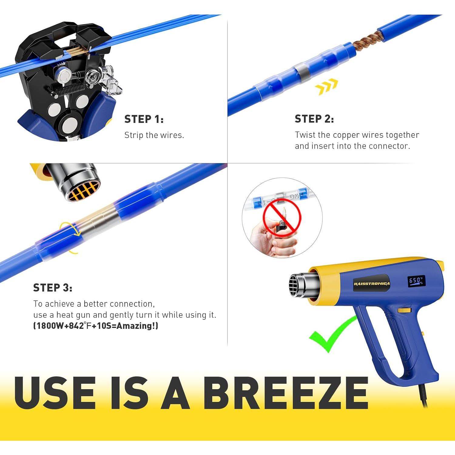 Kit de Conectores de Cable Haisstronica 1000PCS AWG 26-10