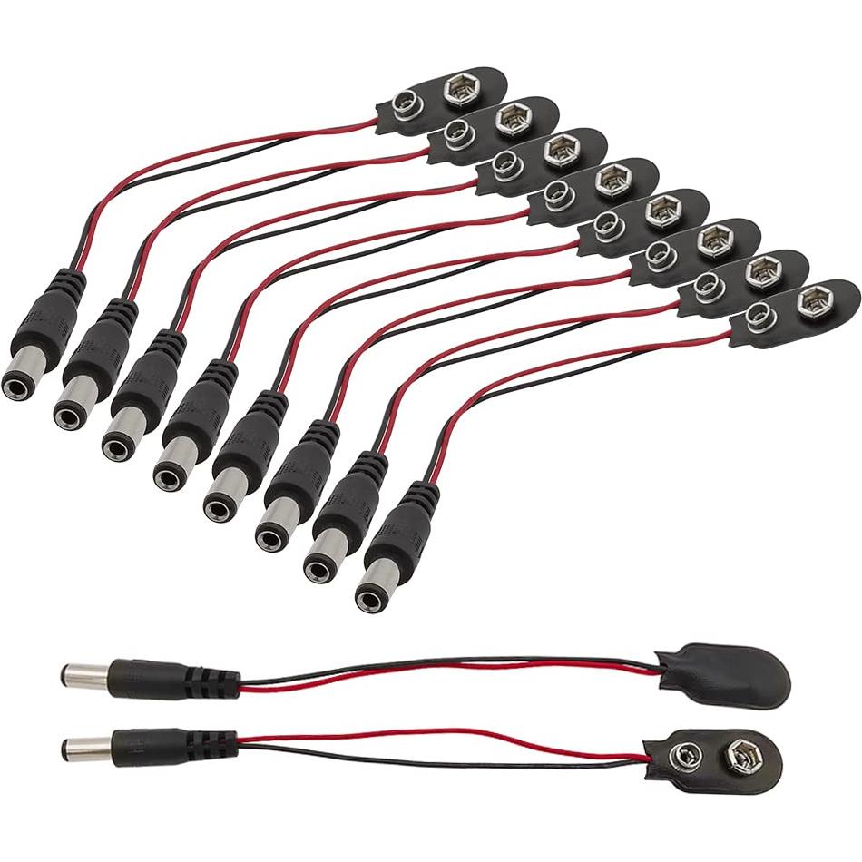 10 Clips de Batería 9V HiLetgo Tipo I con Conector DC 5.5x2.1mm