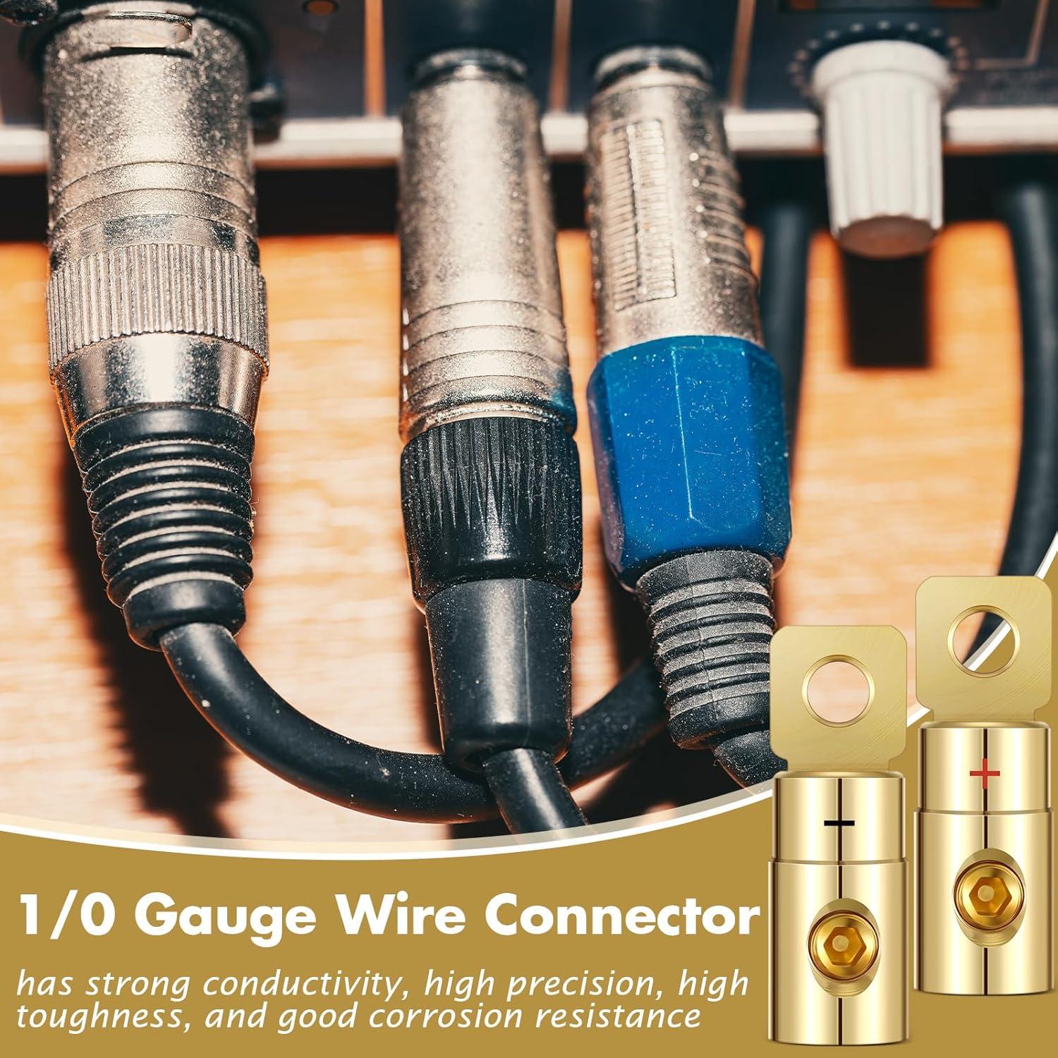 4 Terminales de Batería 1/0 AWG Dorados MorningRo