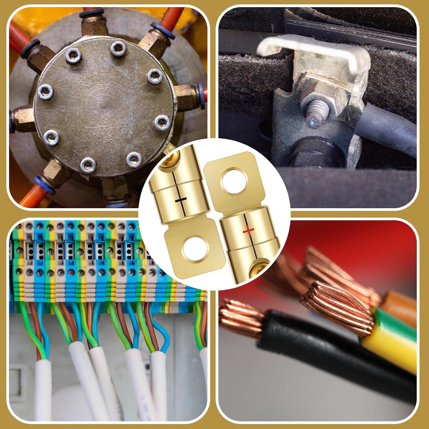 4 Terminales de Batería 1/0 AWG Dorados MorningRo