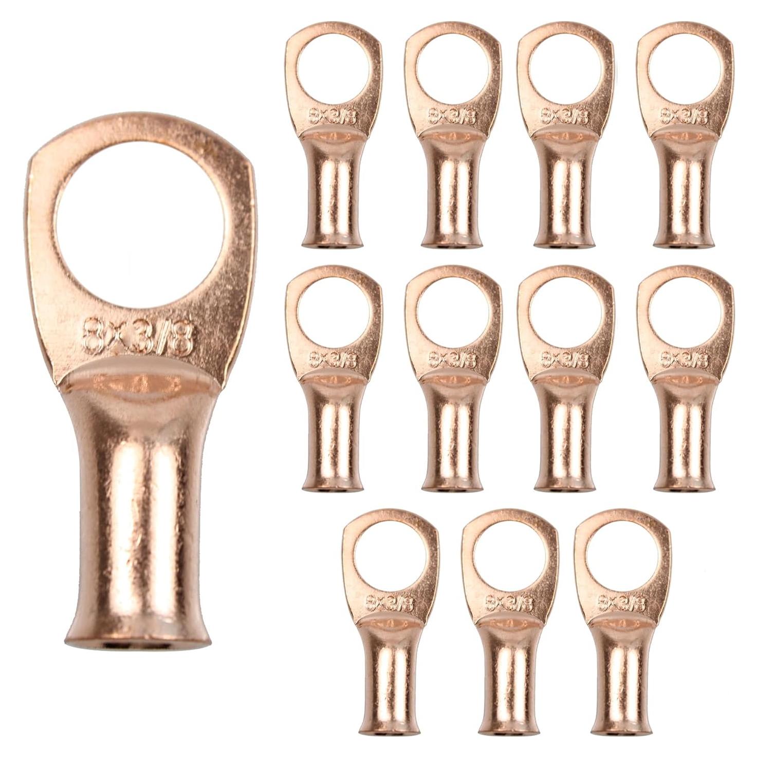 12 Terminales de Cobre para Cables de Batería 8AWG PDETVEO