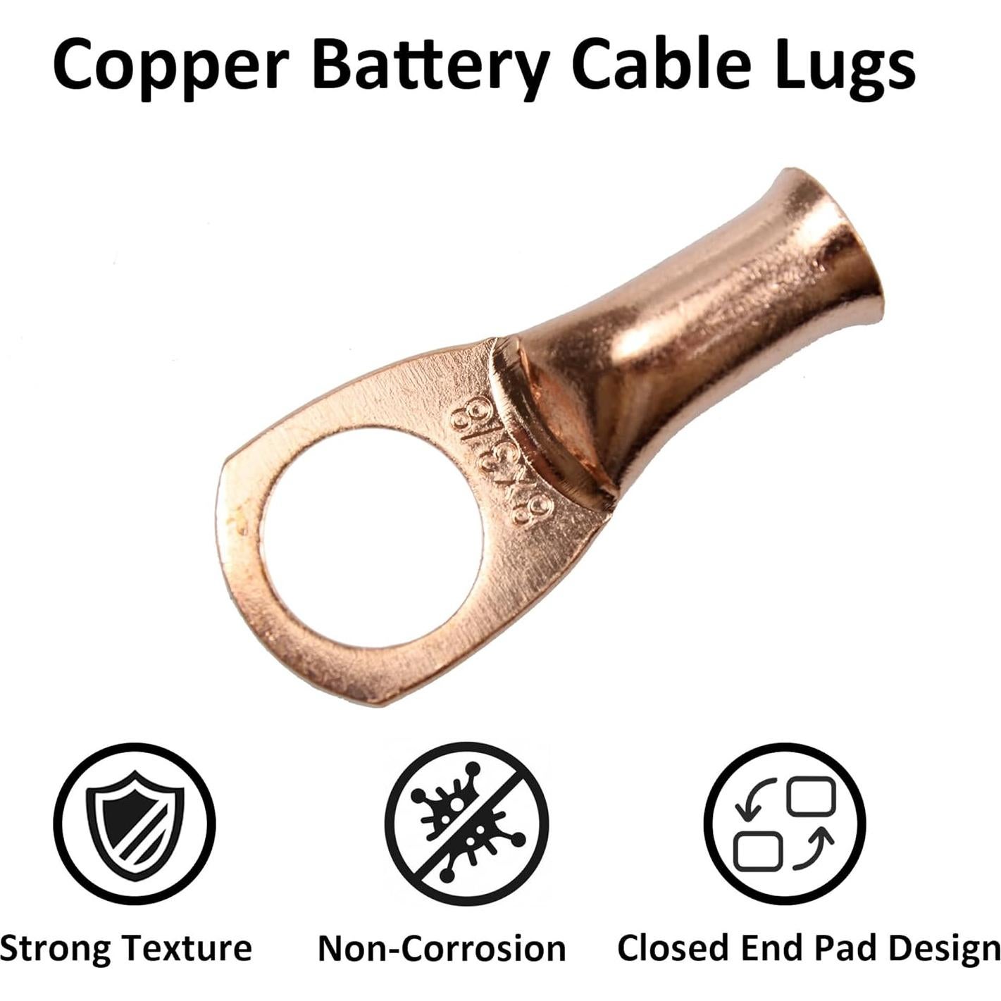12 Terminales de Cobre para Cables de Batería 8AWG PDETVEO