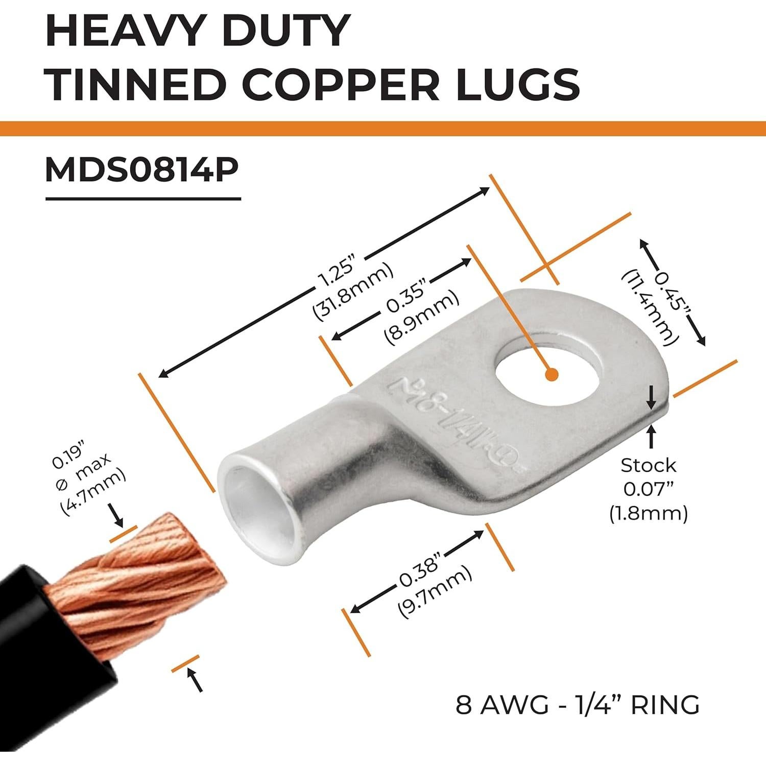 Conectores de Terminal de Batería SELTERM 8 AWG Cobre Estañado 2 Pcs