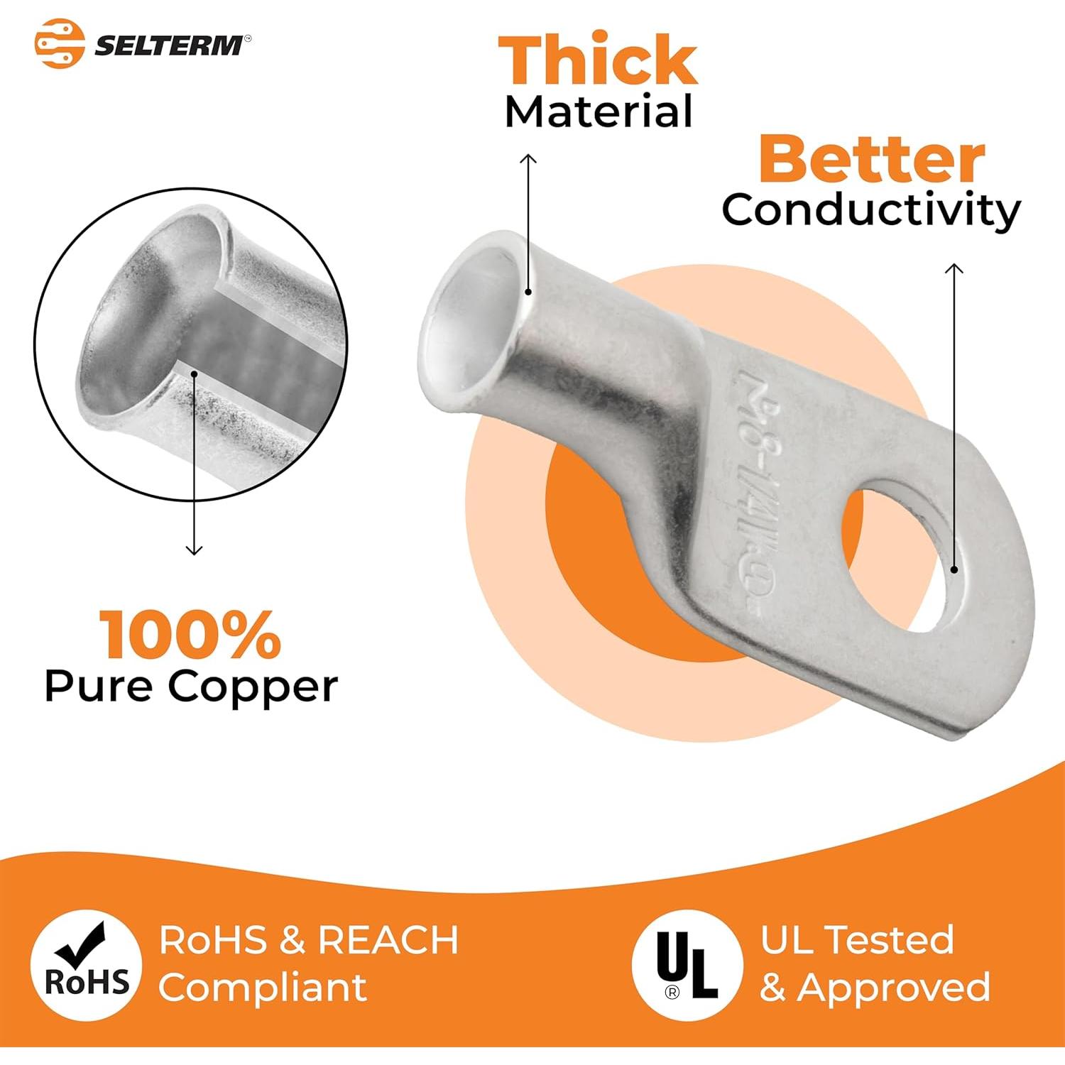 Conectores de Terminal de Batería SELTERM 8 AWG Cobre Estañado 2 Pcs