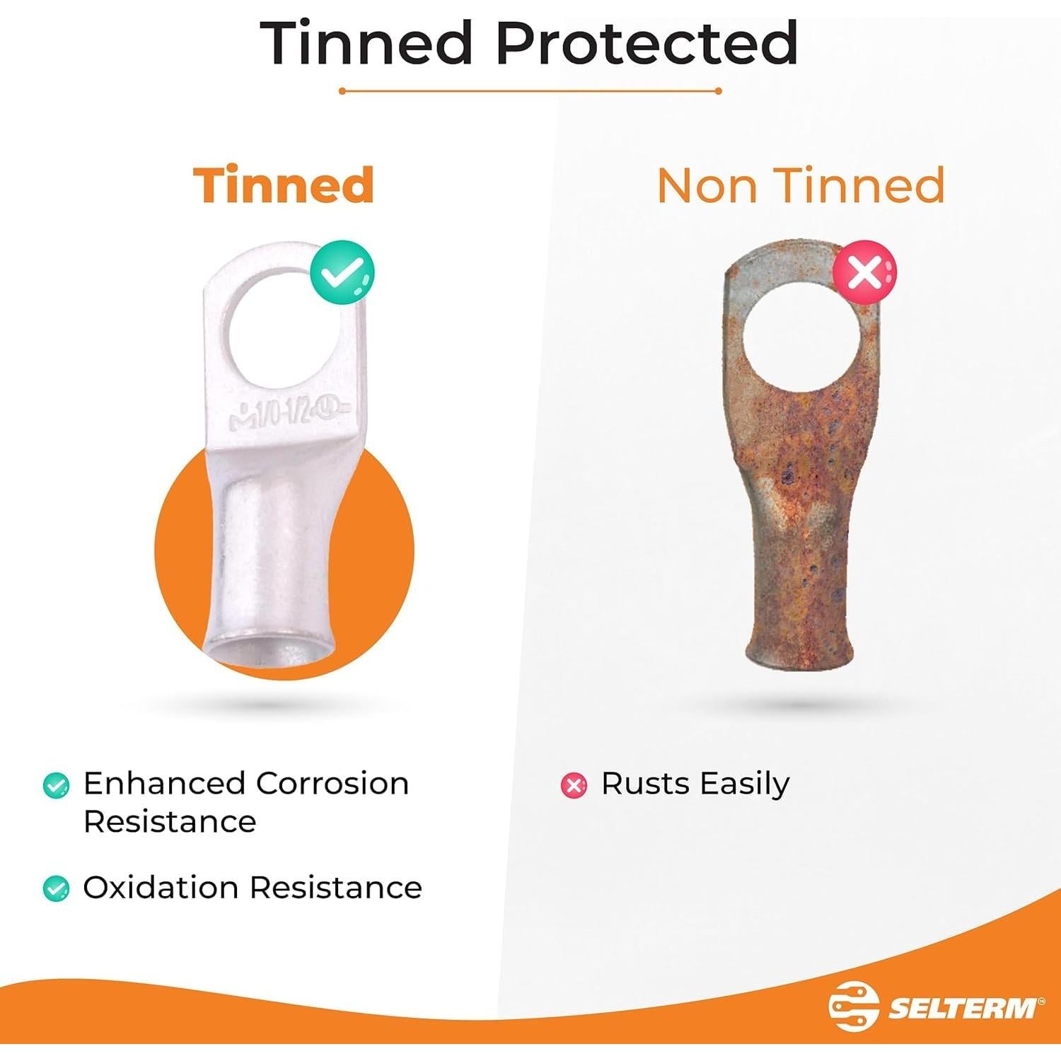 Conectores de Terminal de Batería SELTERM 8 AWG Cobre Estañado 2 Pcs