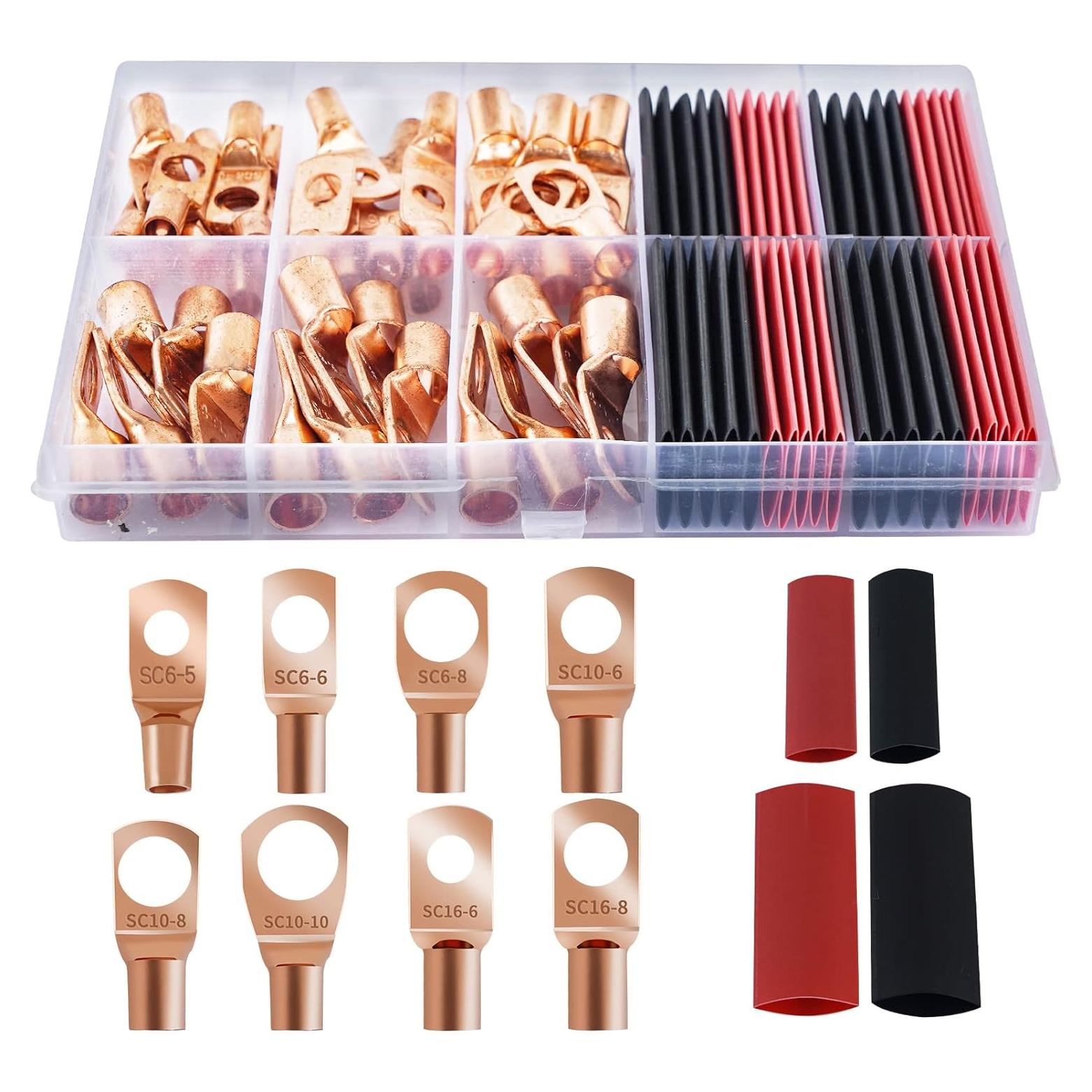 Kit 80 Pcs Conectores de Terminales de Cobre Dizzily AWG 8 6 12/10
