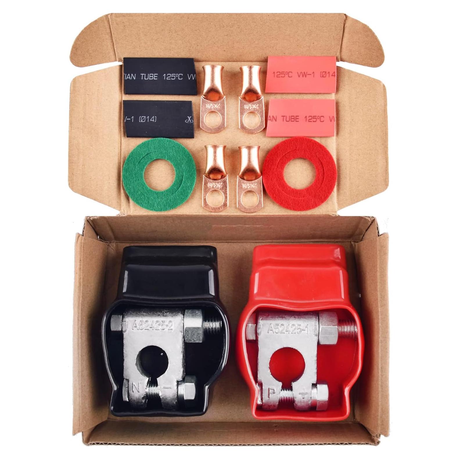 Conectores de terminal de batería HGNVGZ 2 Gauge 12V Kit 4 Piezas