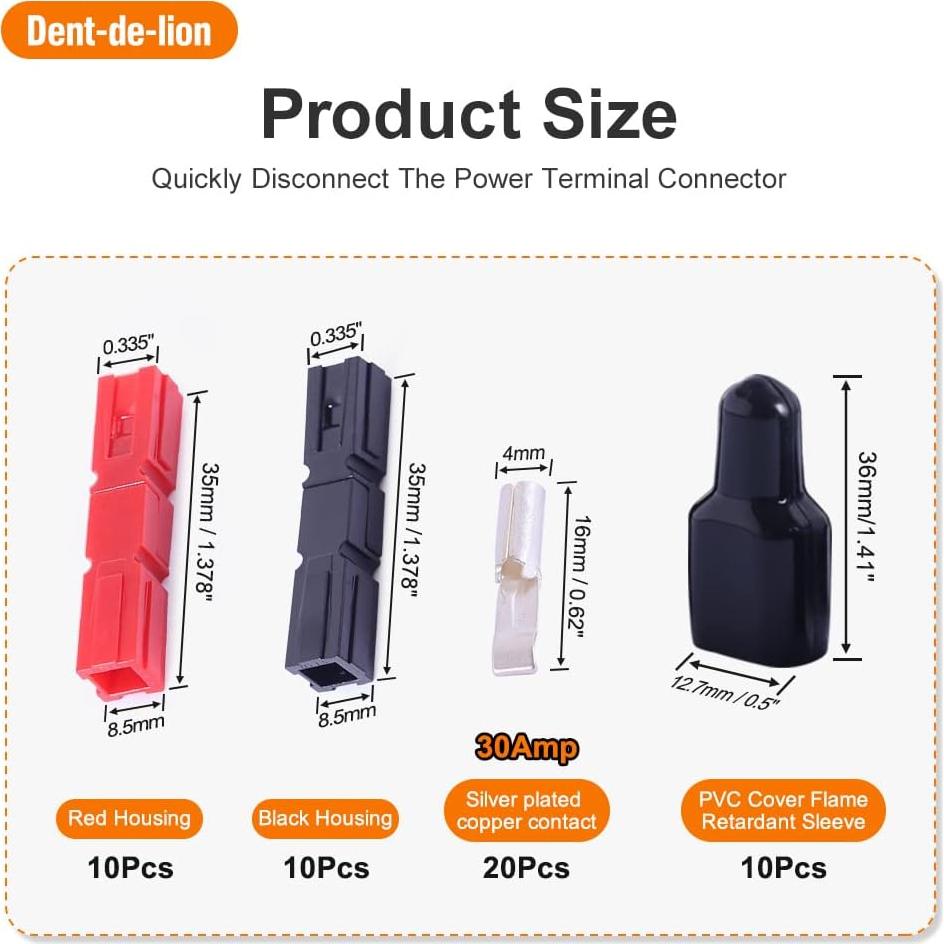 Conector de Batería Rápido 30A Dent-de-lion 50 Unidades