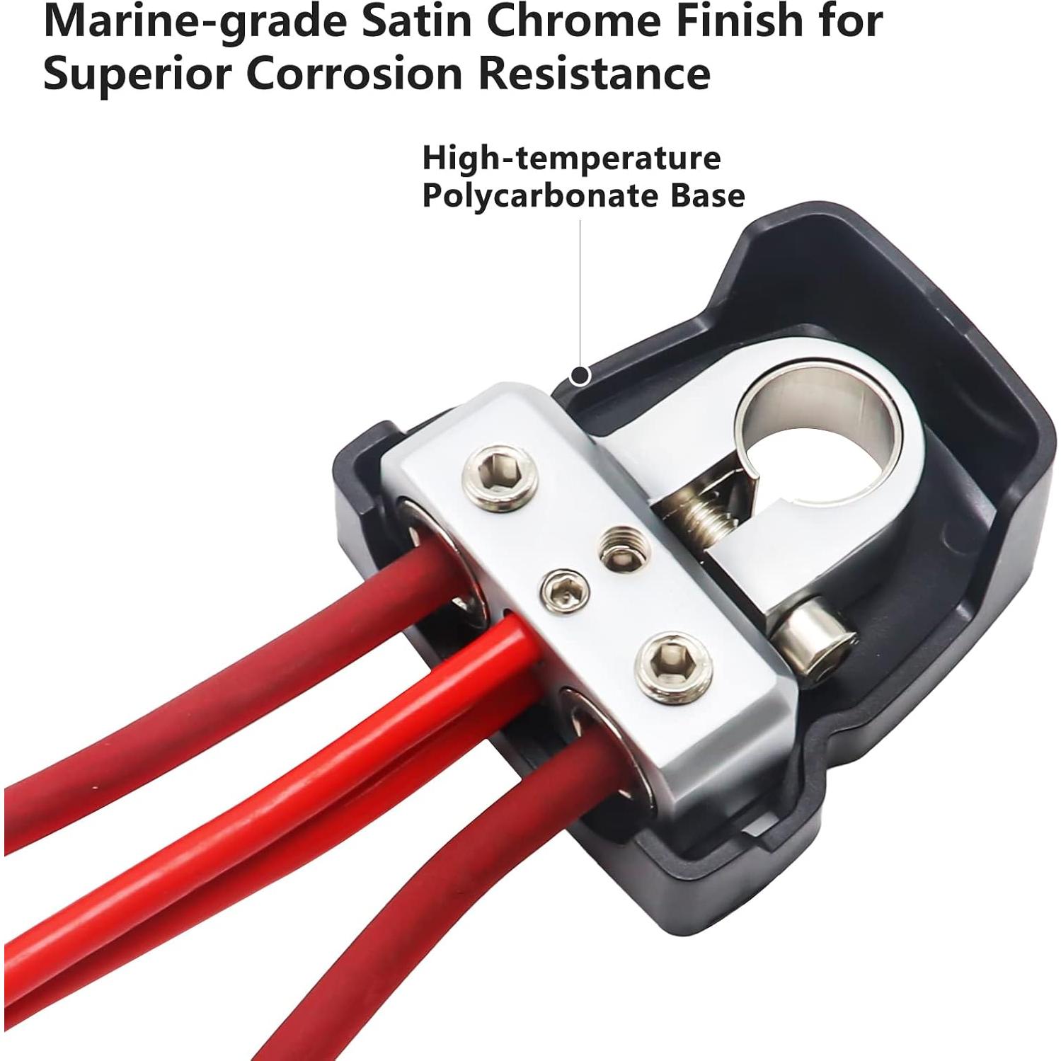 Terminales de Batería Recoil PBT-D08 2 Paquete Latón 0/2/4 y 8 AWG