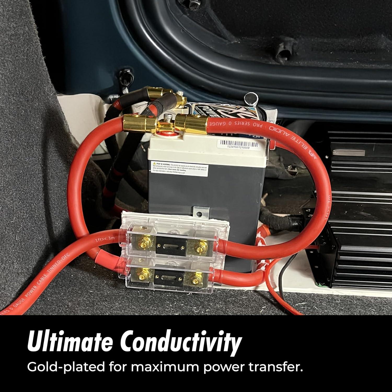 Juego de terminales de anillo de batería InstallGear 1/0 AWG - Paquete de 4