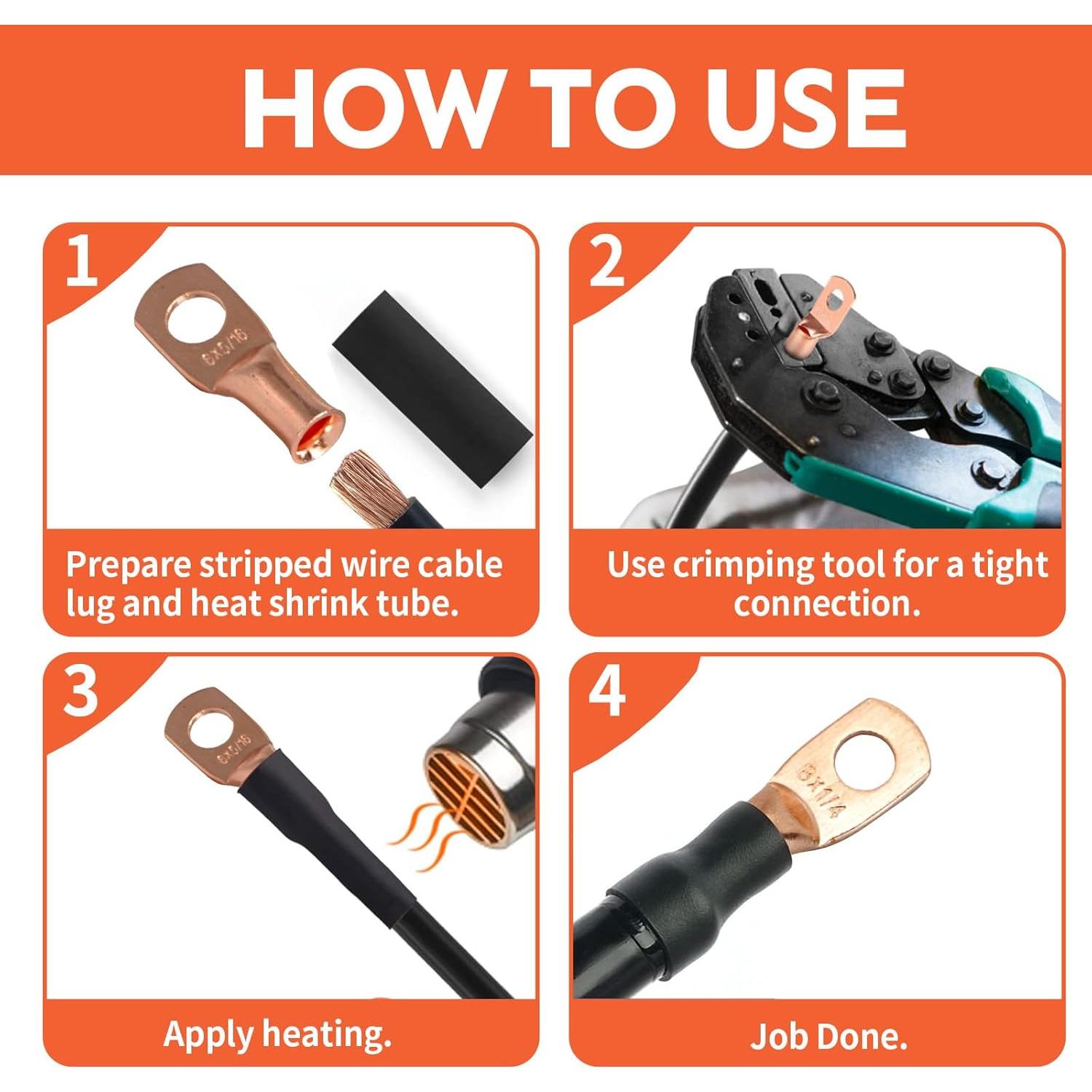 Kit de Conectores de Batería Amliber 260PCS con Lugs de Cobre