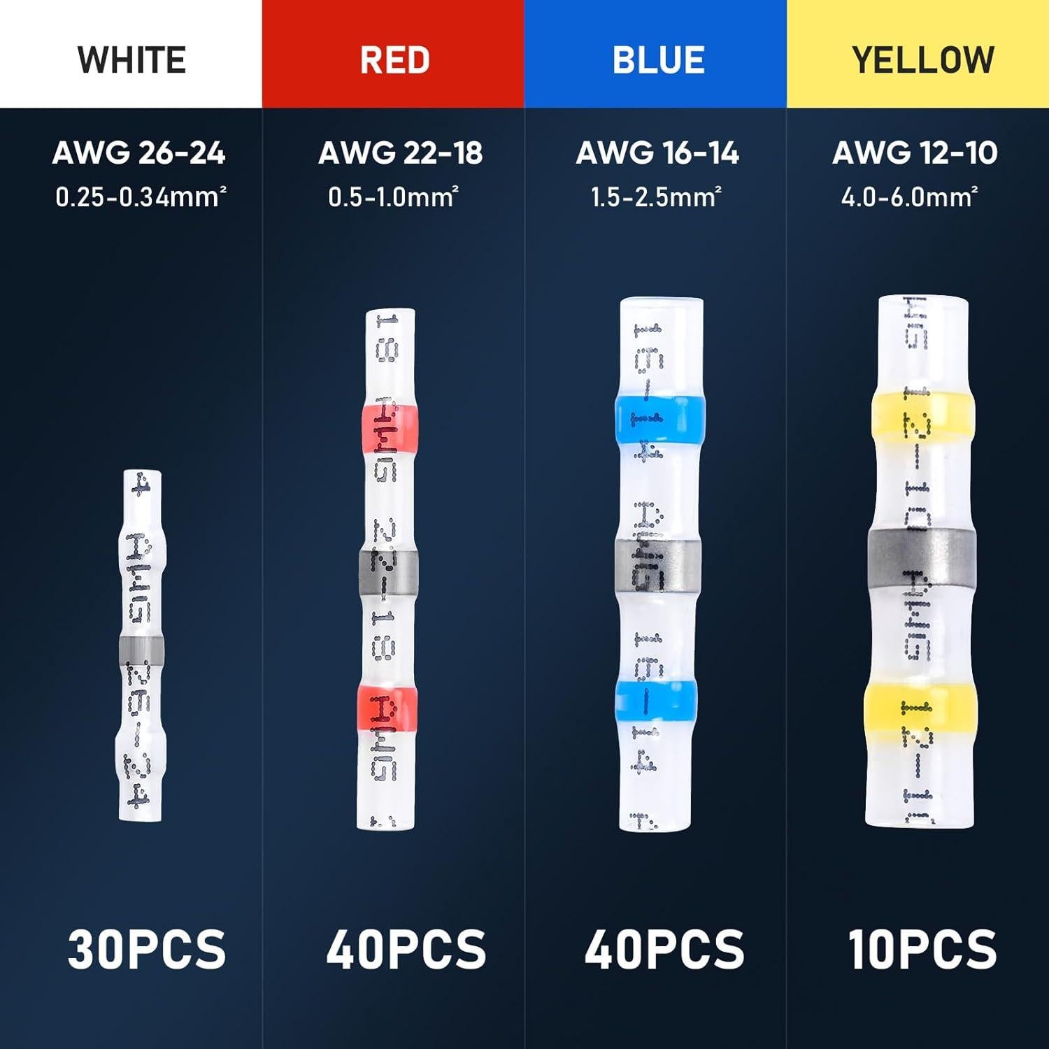 Conectores de Cable TICONN 120 Pcs Termoretráctiles Impermeables