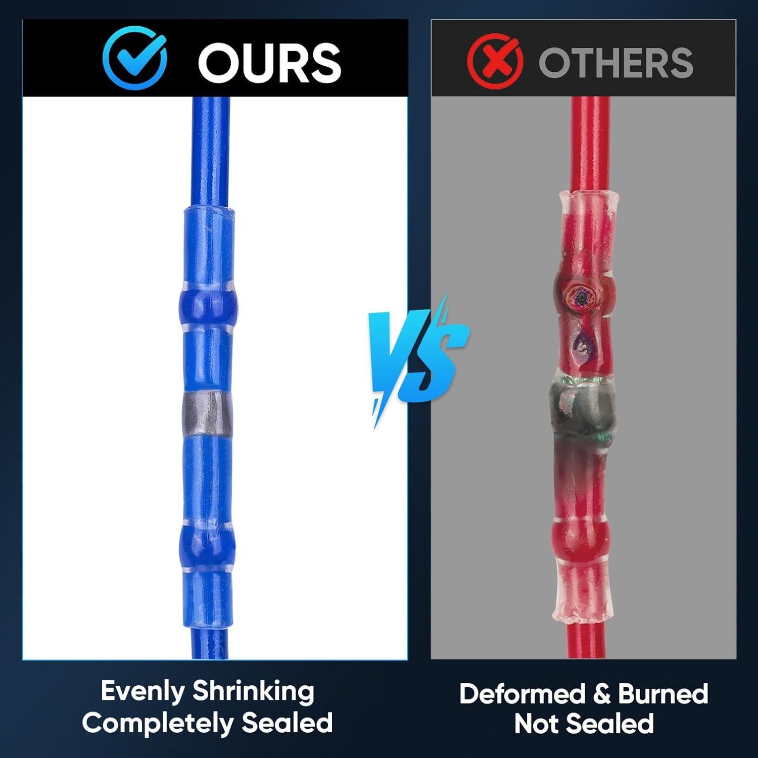 Conectores de Cable TICONN 120 Pcs Termoretráctiles Impermeables