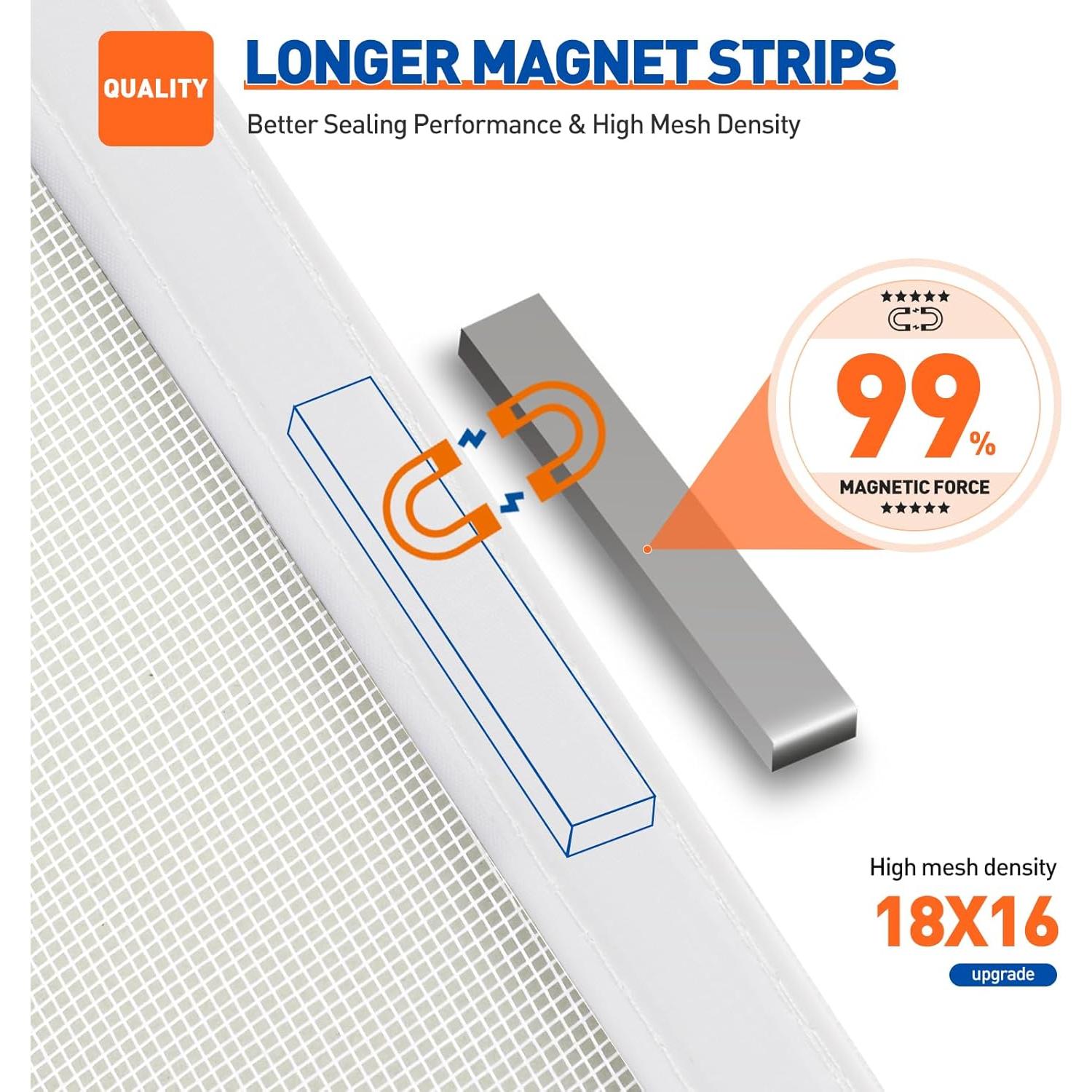 MAGZO Puerta de Pantalla Magnética 91 x 213 cm Blanca