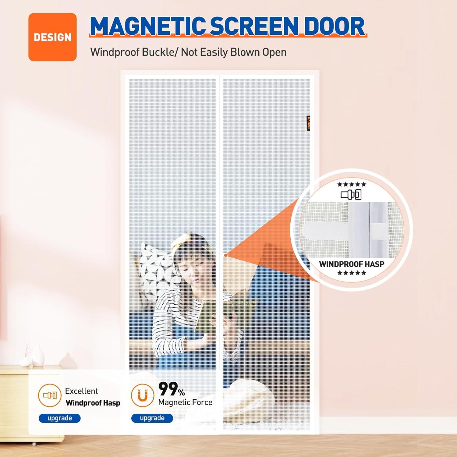 MAGZO Puerta de Pantalla Magnética 91 x 213 cm Blanca