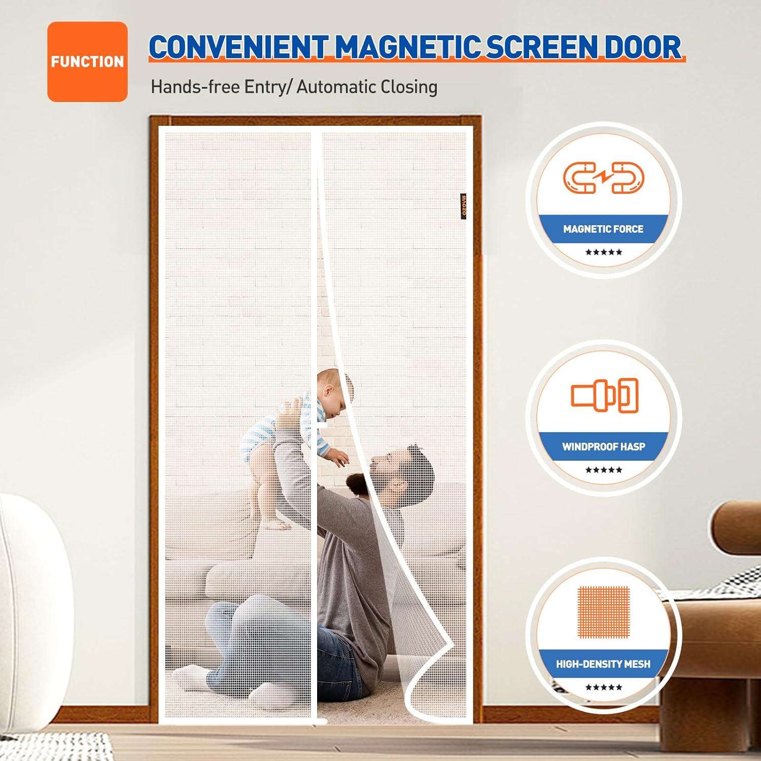 MAGZO Puerta de Pantalla Magnética 91 x 213 cm Blanca