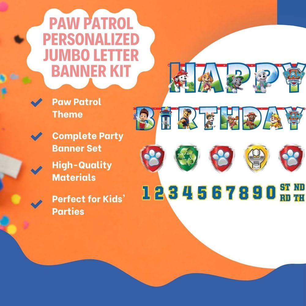 Kit Banner Cumpleaños Personalizado Paw Patrol Jumbo