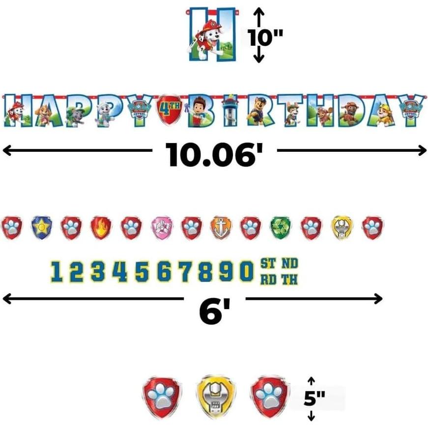 Kit Banner Cumpleaños Personalizado Paw Patrol Jumbo