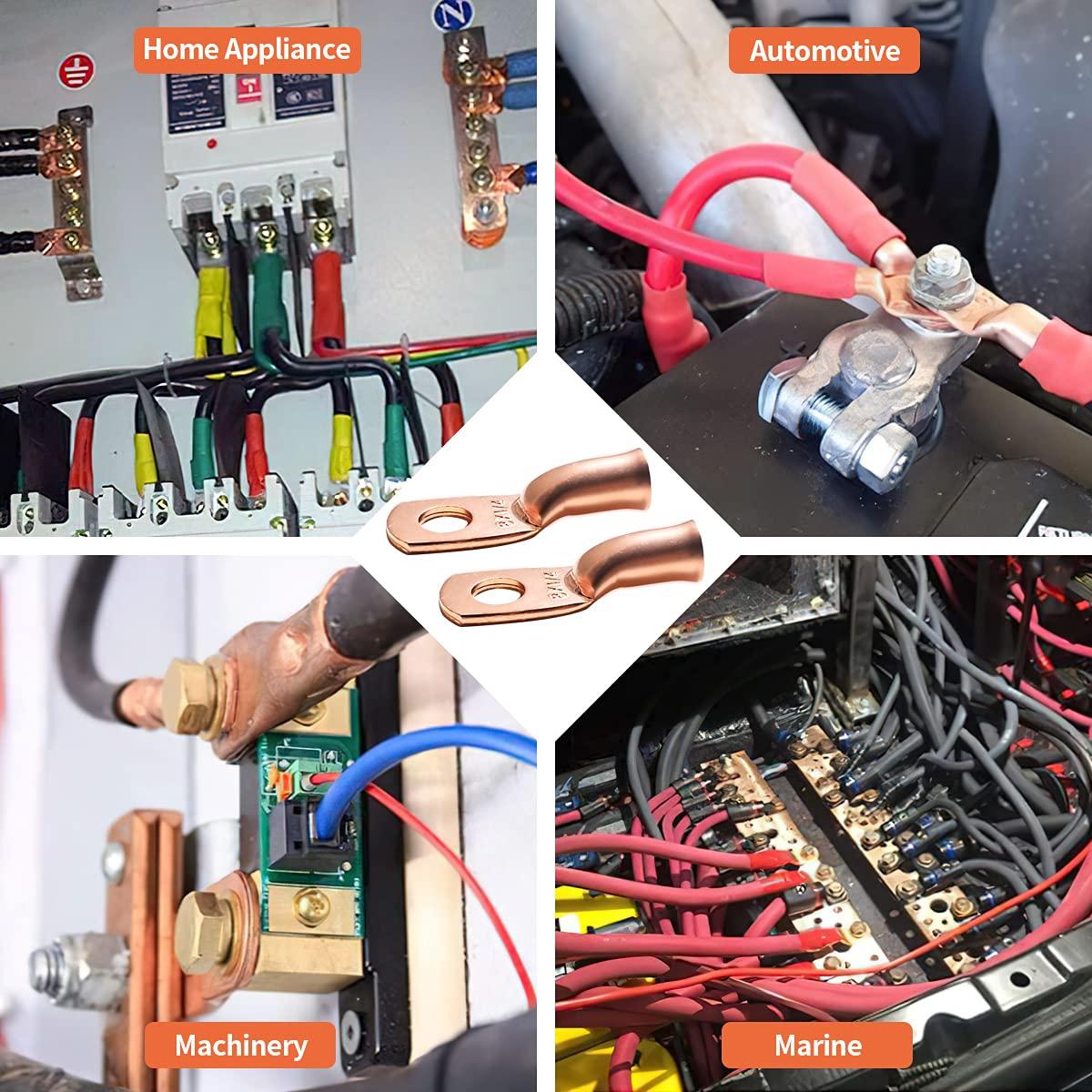 Conectores de terminal de batería Paoicole 8 AWG con tubos termocontraíbles