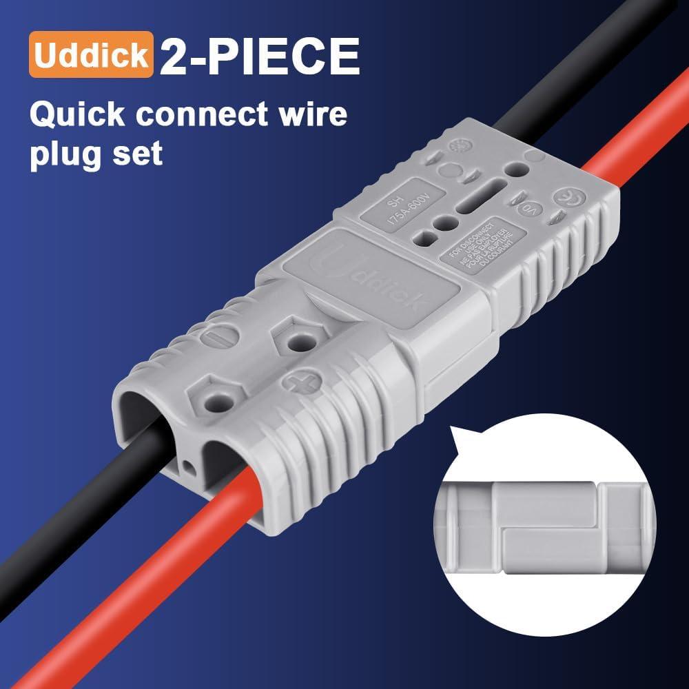 Conector de Desconexión Rápida 175A Uddick 2PCS Gris 1/0AWG