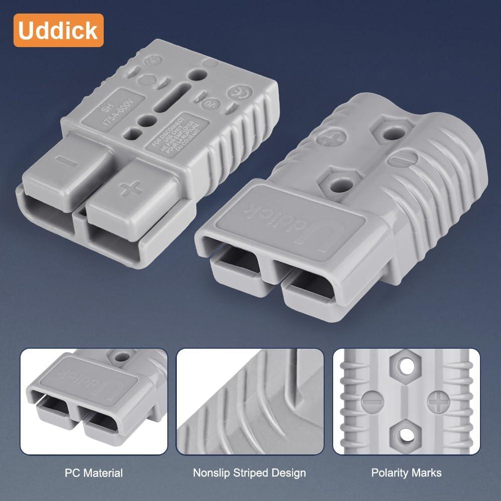 Conector de Desconexión Rápida 175A Uddick 2PCS Gris 1/0AWG