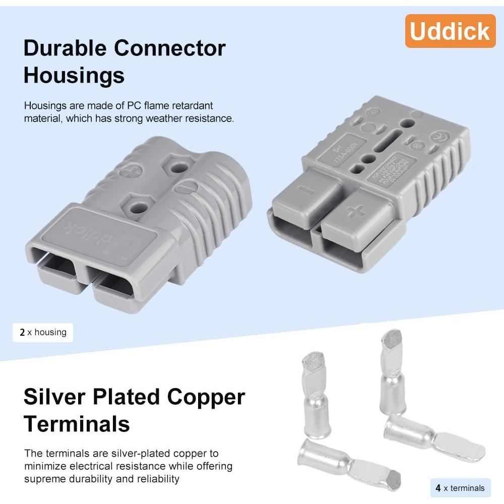 Conector de Desconexión Rápida 175A Uddick 2PCS Gris 1/0AWG