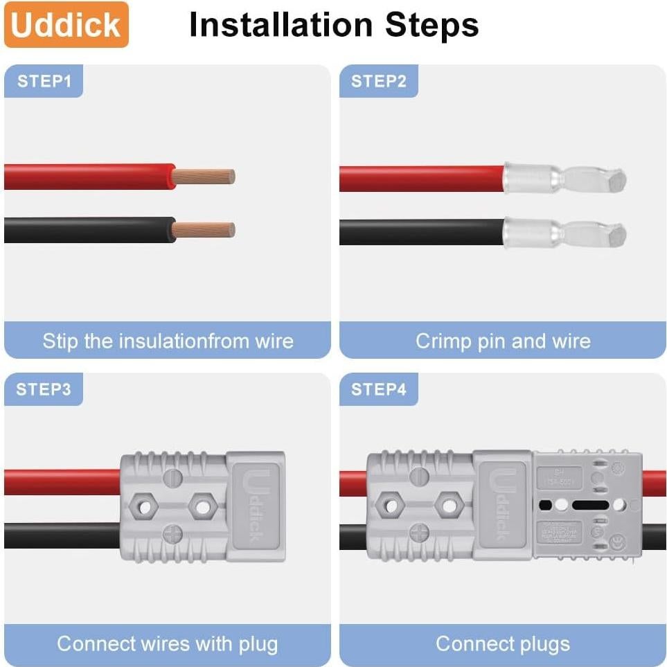 Conector de Desconexión Rápida 175A Uddick 2PCS Gris 1/0AWG